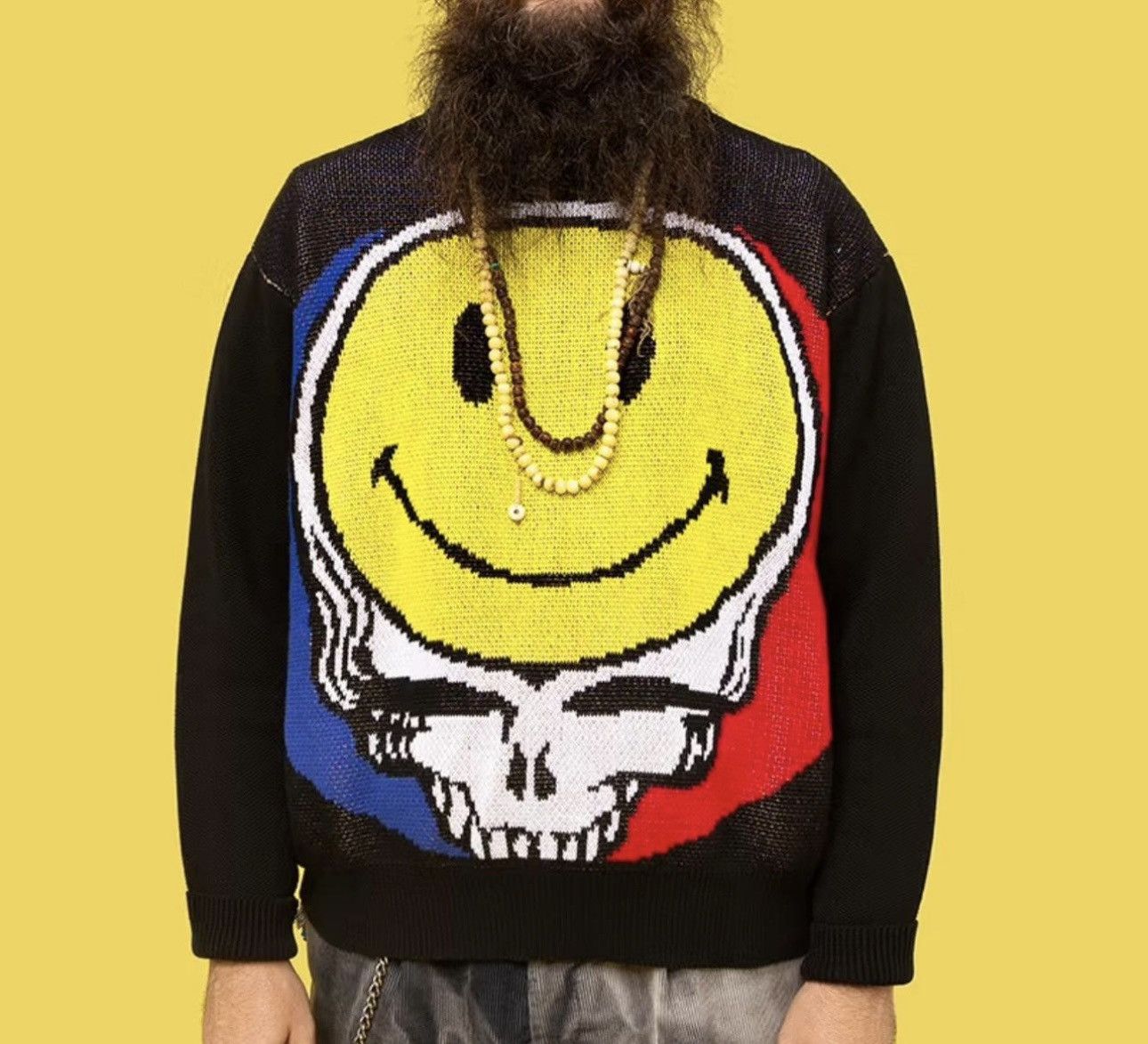 Grateful Dead Chinatown Market Grateful Dead Knit Smiley Stealie Sweater size unisex XL Size US XL / EU 56 / 4 - 3 Thumbnail