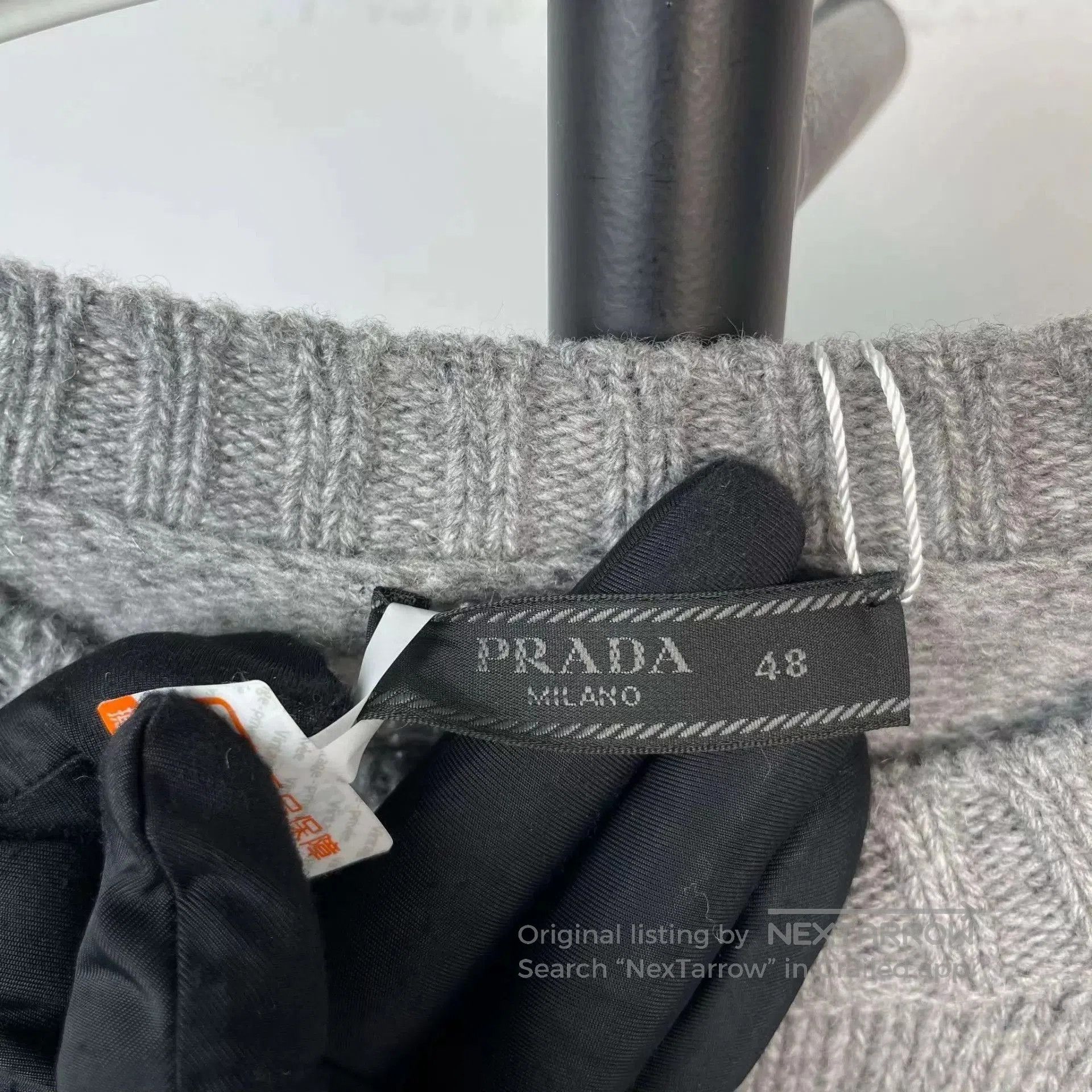 Prada Gray Crewneck Sweater with Textured Pattern. Size US M / EU 48-50 / 2 - 3 Thumbnail