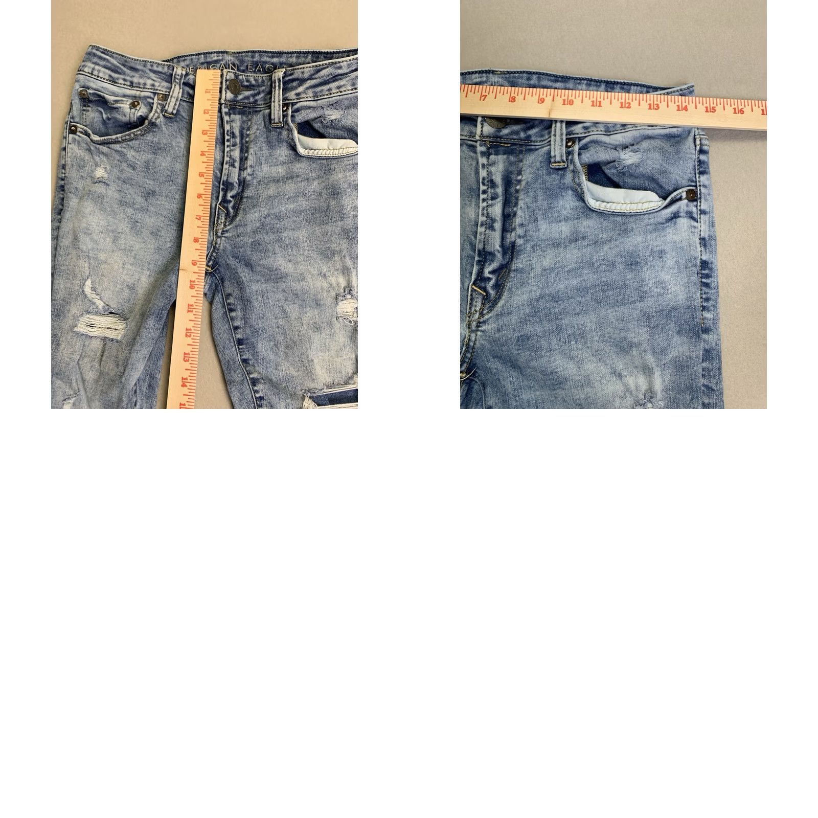 Vintage American Eagle Jeans 31x34 Men’s Slim Skinny Stacked 5-Pocket Blue Denim Size US 31 - 8 Thumbnail