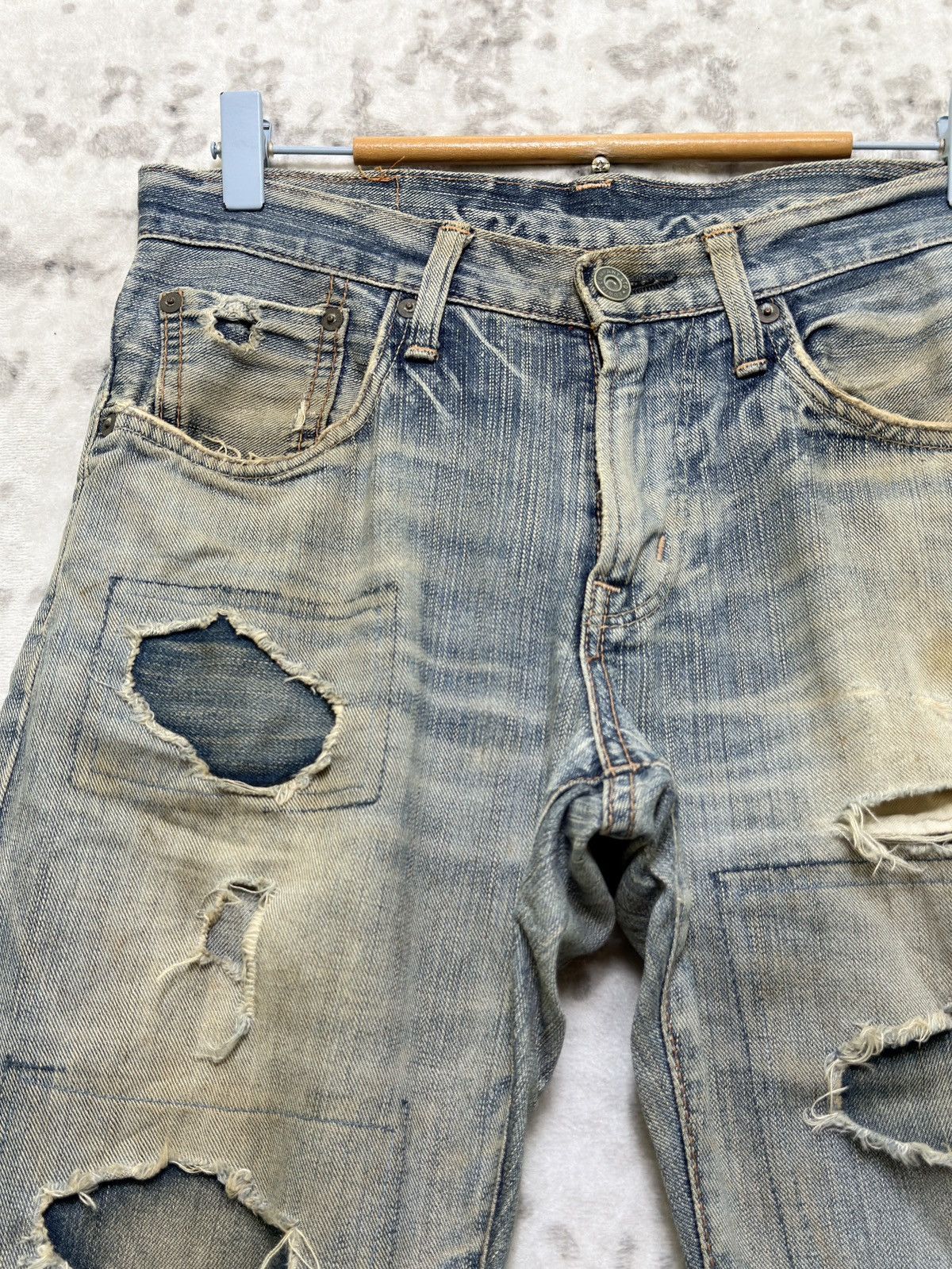 Edwin Edwin 503 Thrashed Mud Wash Jeans Extreme Distressed Denim Size US 28 / EU 44 - 4 Thumbnail
