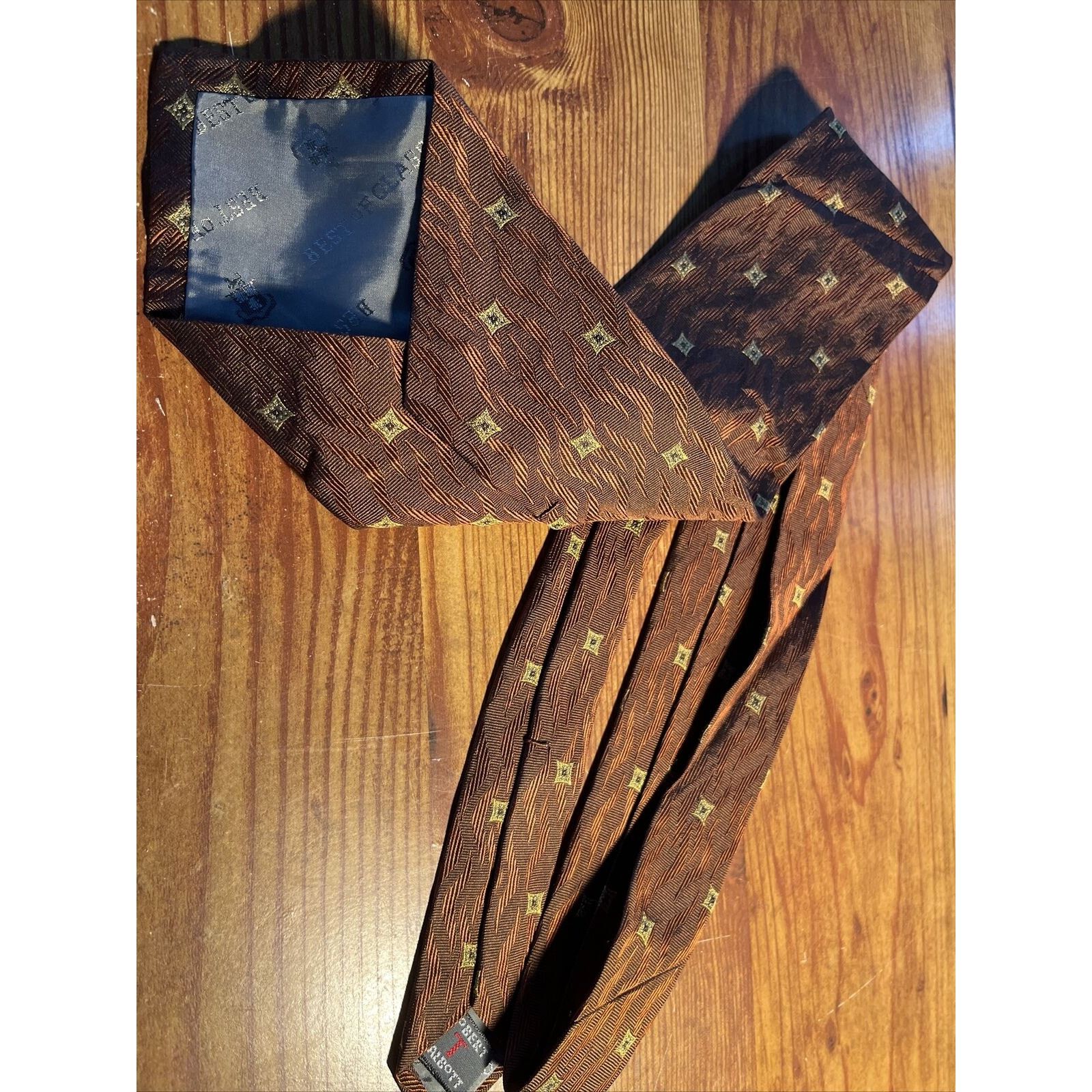 Robert Talbott Roger Talbott Best Of Class Parisian Men’s Rust Silk Necktie Size 28 - 8 Thumbnail