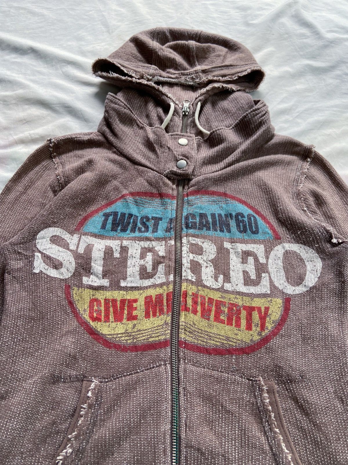 Japanese Brand INFINITY GORPCORE DISTRESSED ZIP HOODIE Size US S / EU 44-46 / 1 - 2 Thumbnail