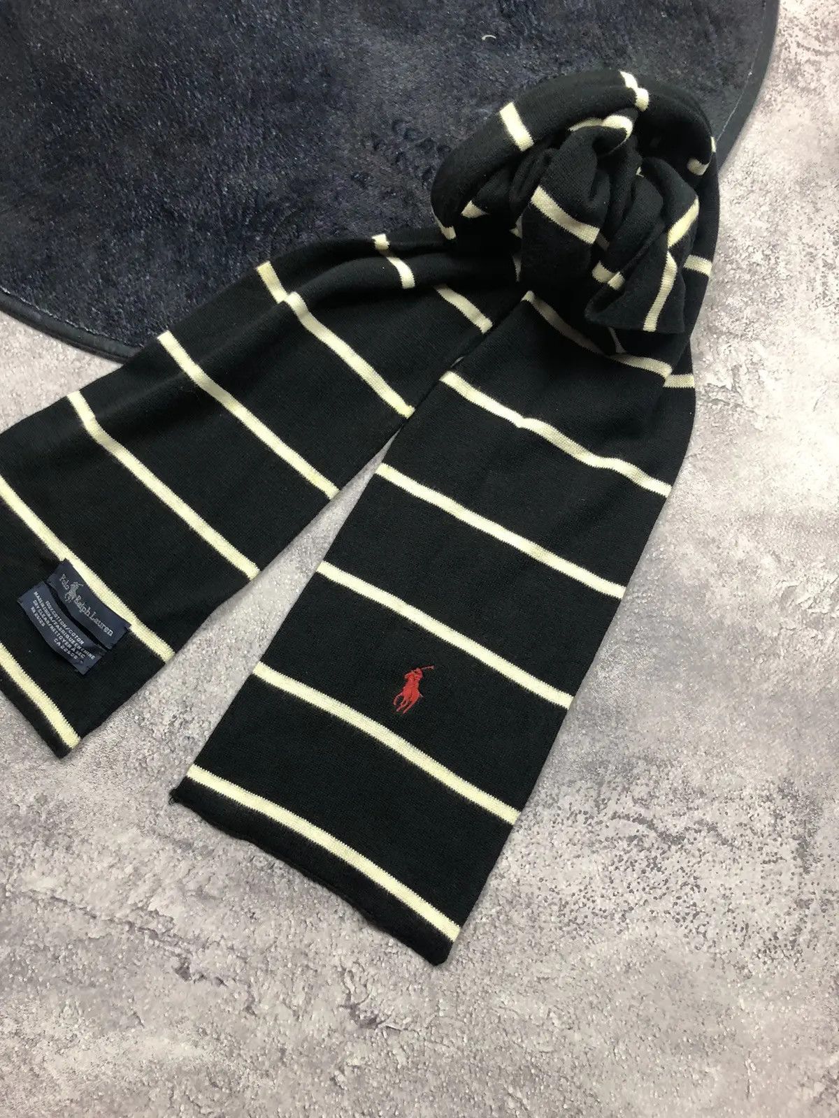 Polo Ralph Lauren POLO RALPH LAUREN Vintage Red Pony Logo Striped Cotton Scarf Size ONE SIZE - 2 Thumbnail