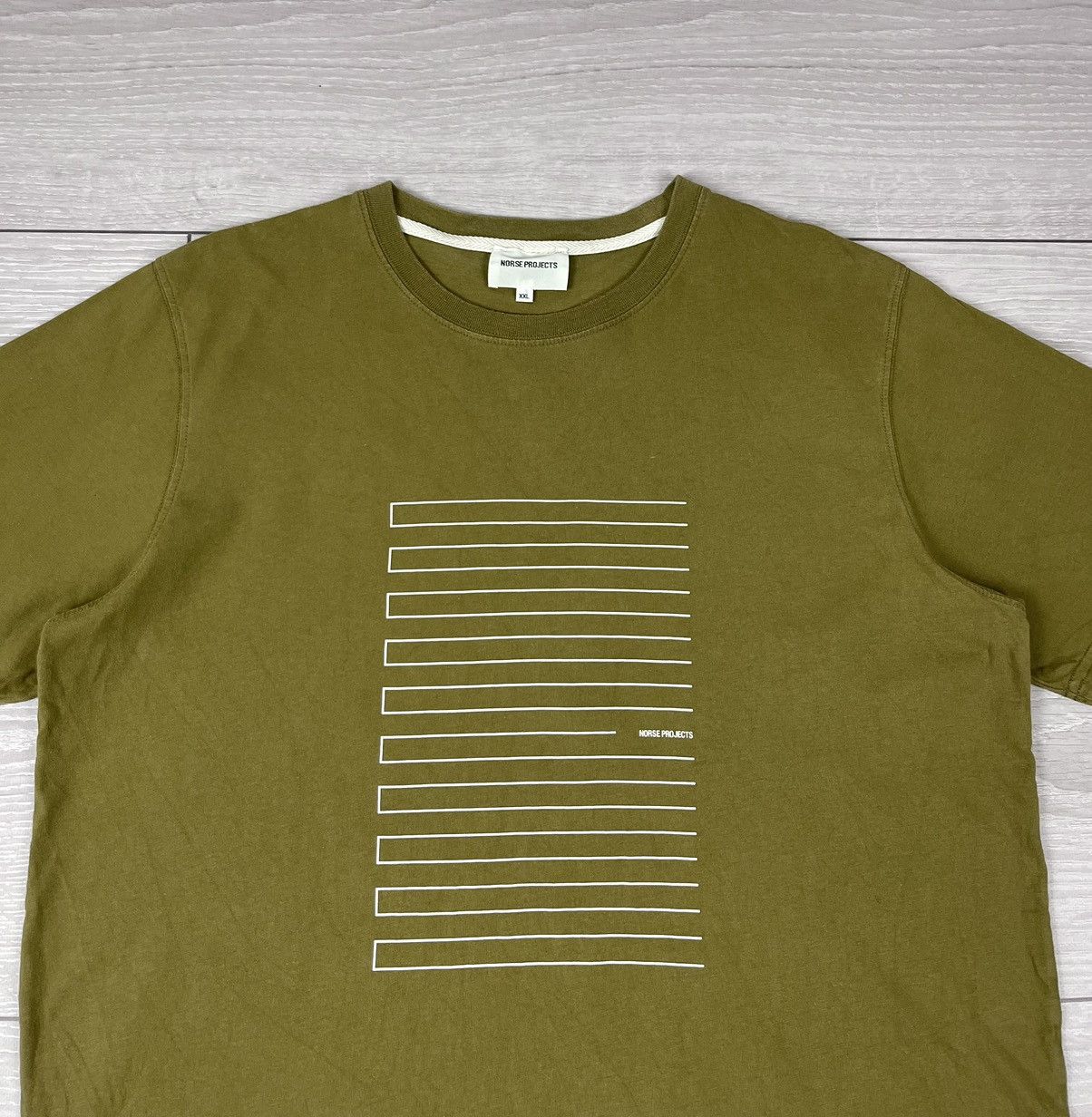 Norse Projects Norse Projects Niels Stripe Screenlogo Green T Shirt Size US XXL / EU 58 / 5 - 4 Thumbnail