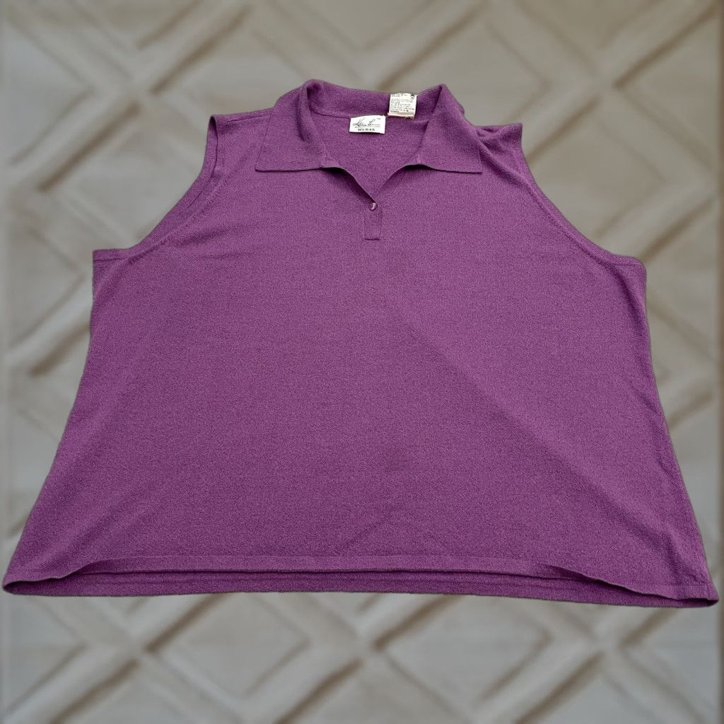 Lee Kathie Lee Sweater Vest Plus Size 26W Purple Sleeveless Collared Knit Casual Womens Size 4XL / US 24-26 - 1 Thumbnail