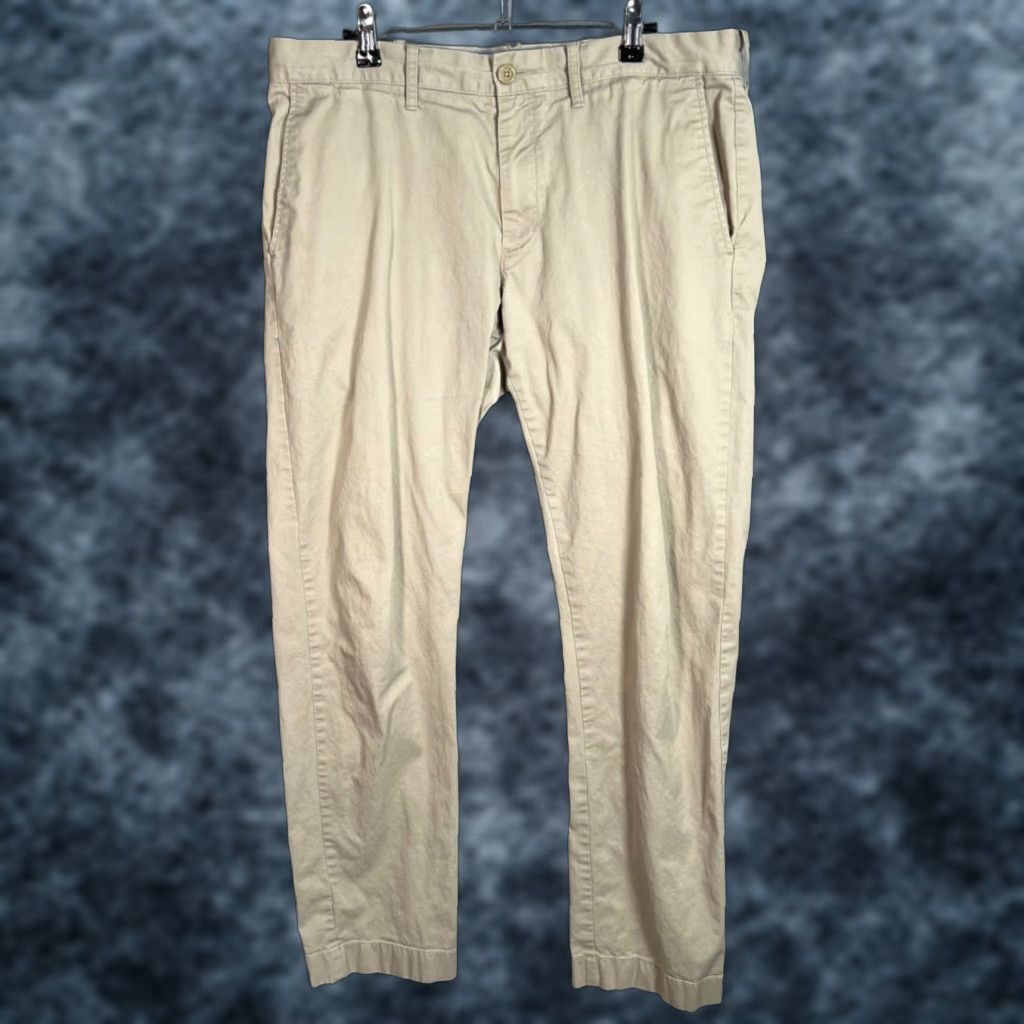 J.Crew J. Crew Mens Chino Pants Straight Leg Khaki Beige 34 Flat Front Stretch Casual Trousers Adult Mens 34 Size US 34 / EU 50 - 1 Thumbnail