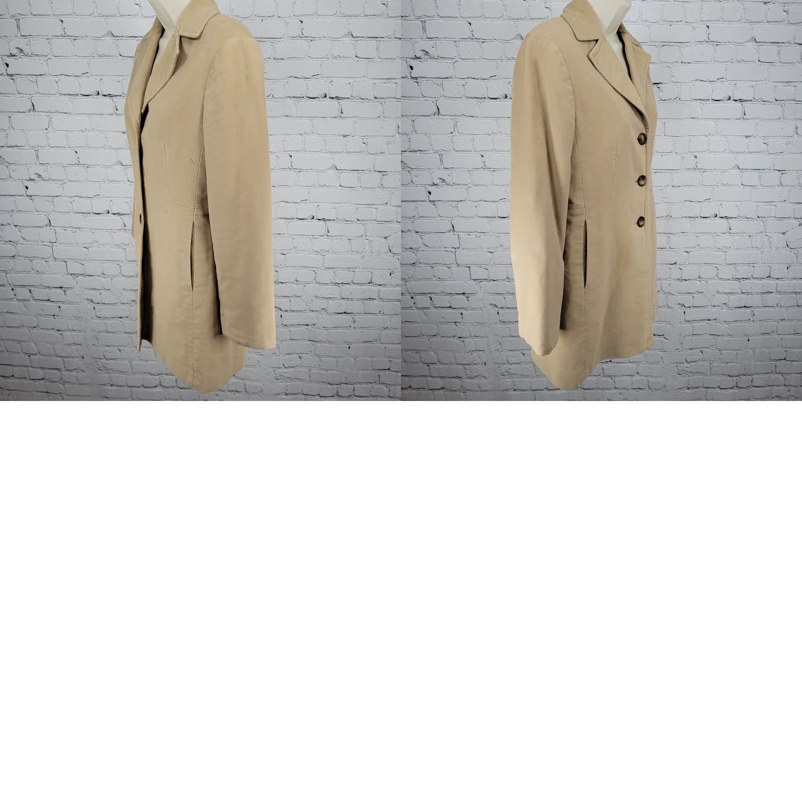 Ann Taylor VINTAGE Ann Taylor Coat Womens 2 Brown 100% Cotton Buttoned Lined Pockets Notch Collared Mid-Length Long Sleeve Dry Clean Only Size XS / US 0-2 / IT 36-38 - 10 Thumbnail