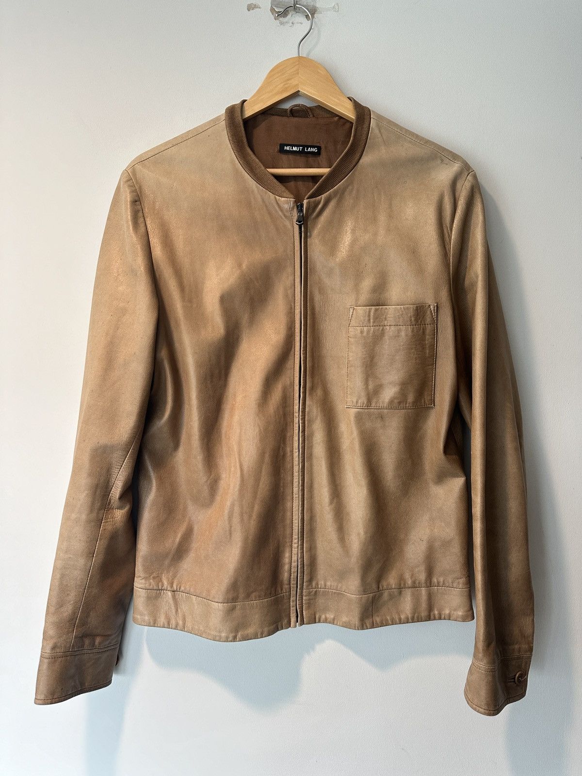 Helmut lang 00aw khaki lambskin leather jacket