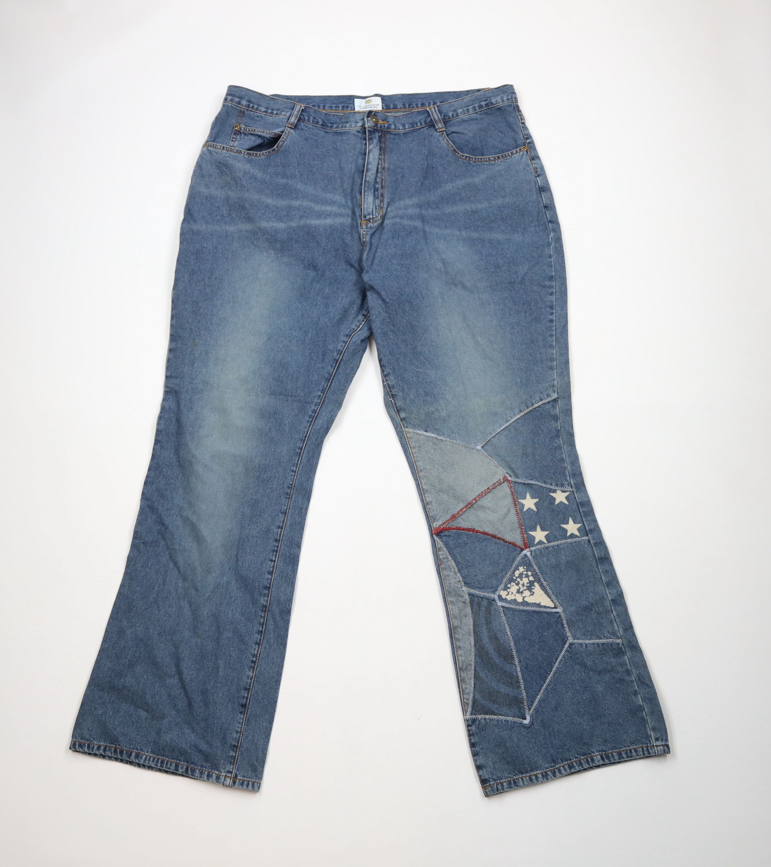 Vintage Vintage 90s Streetwear Patchwork Wide Leg Bell Bottoms Jeans Size 22" - 1 Thumbnail