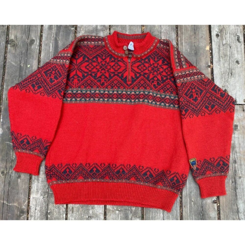 Dale Of Norway VINTAGE 1995 DALE OF NORWAY EMBROIDERED PEACE SWEATER RED W Size US L / EU 52-54 / 3 - 2 Thumbnail