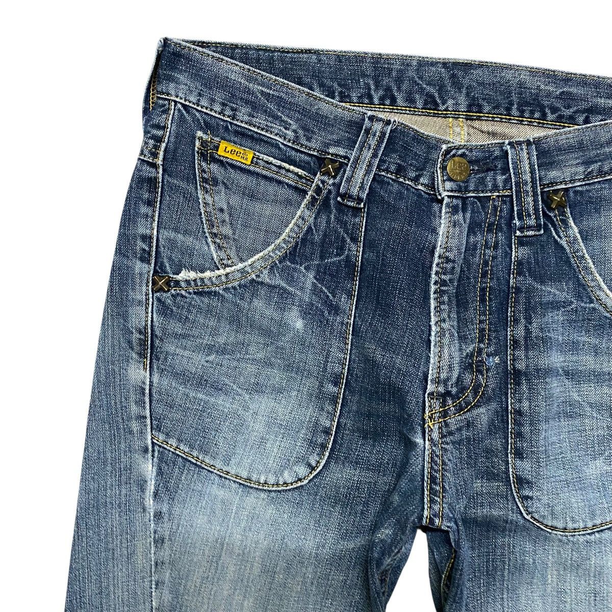 Japanese Brand Vintage Lee Riders Spiral Cut Denim Flare Jeans Size US 32 / EU 48 - 4 Thumbnail