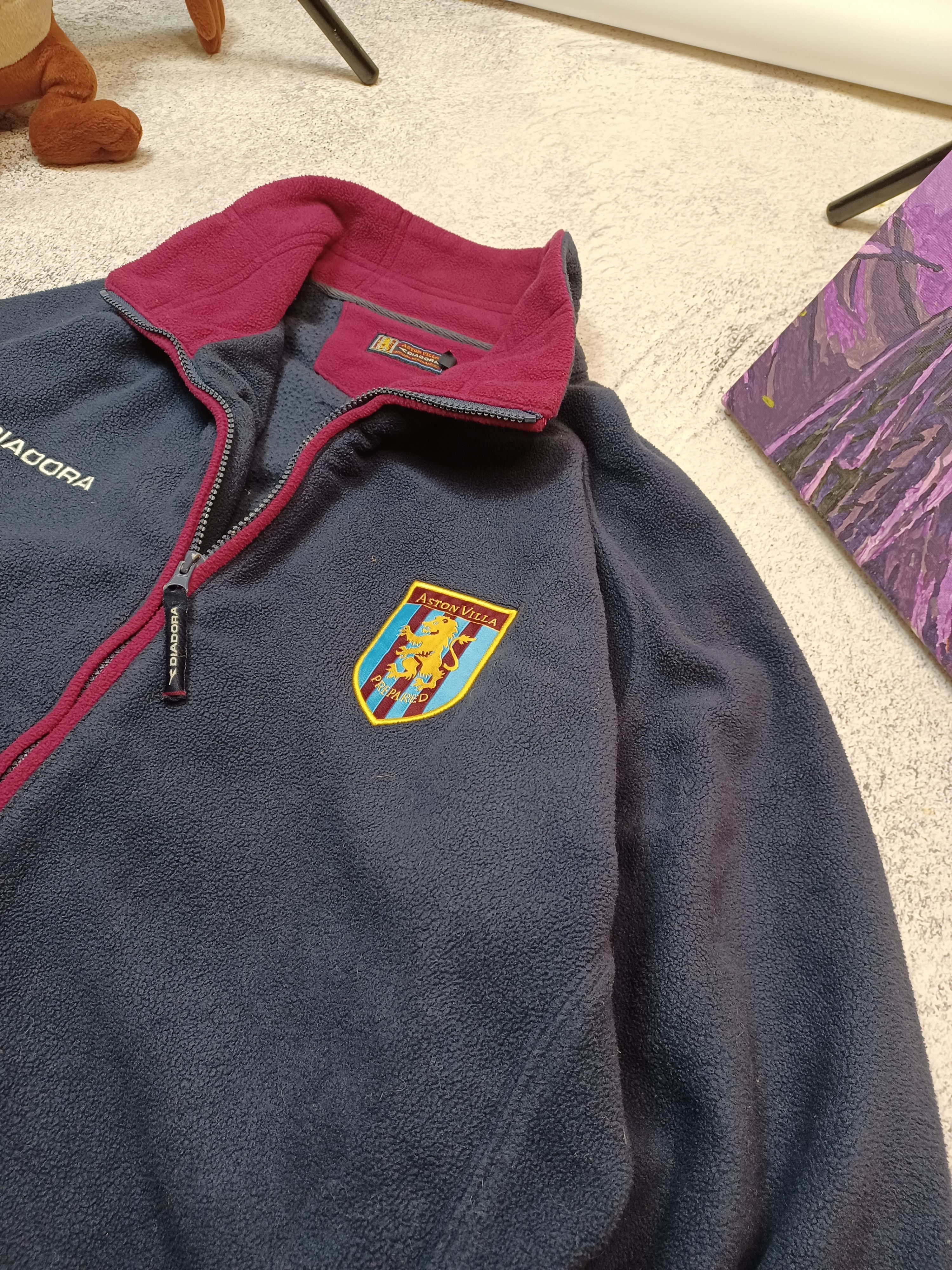 Diadora 90s Vintage Aston Villa Jersey Diadora Fleece Jacket Sherpa Size US XXL / EU 58 / 5 - 2 Thumbnail