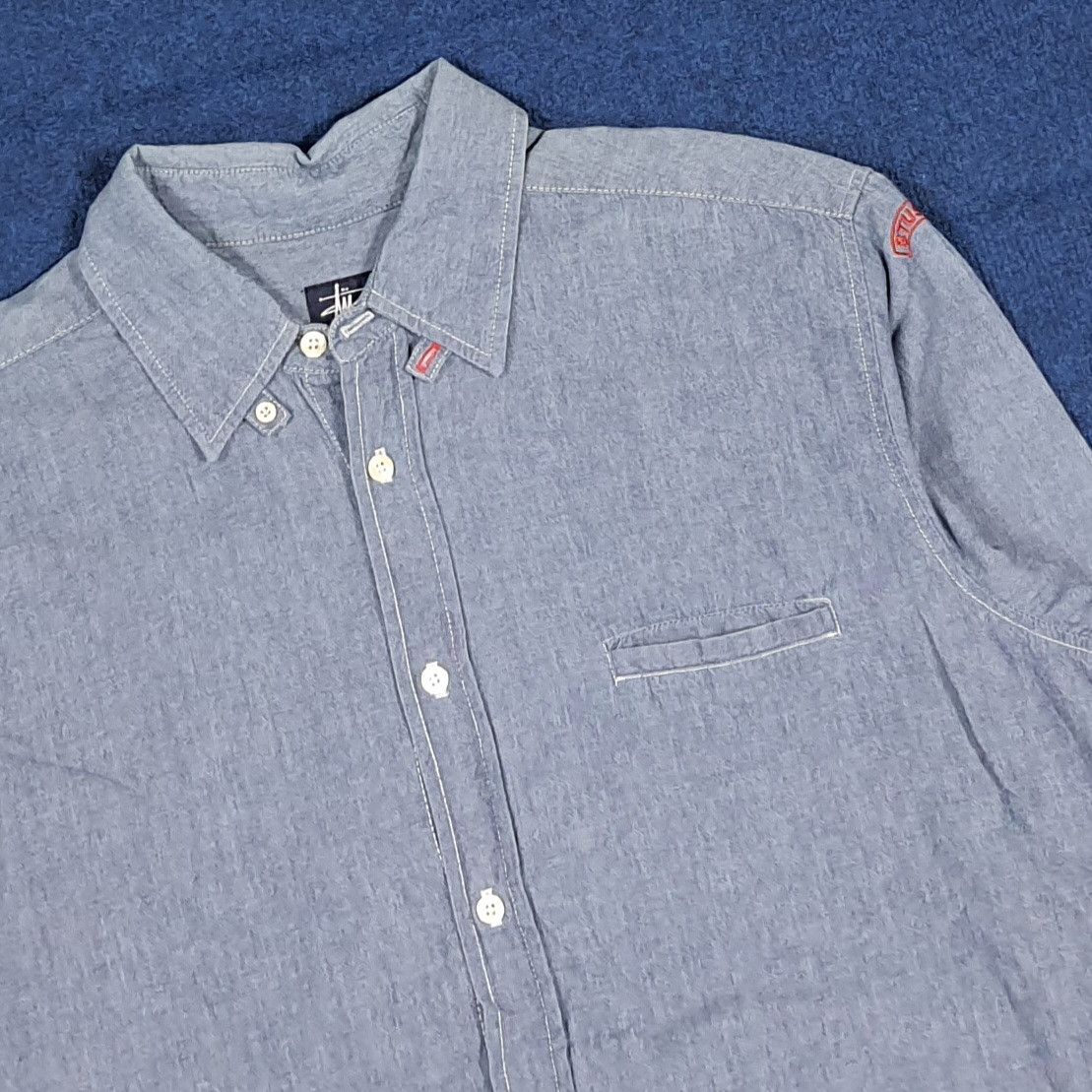 Stussy Vintage Stussy Blue Denim Style Button Up Shirt C294N24 Size US L / EU 52-54 / 3 - 4 Thumbnail