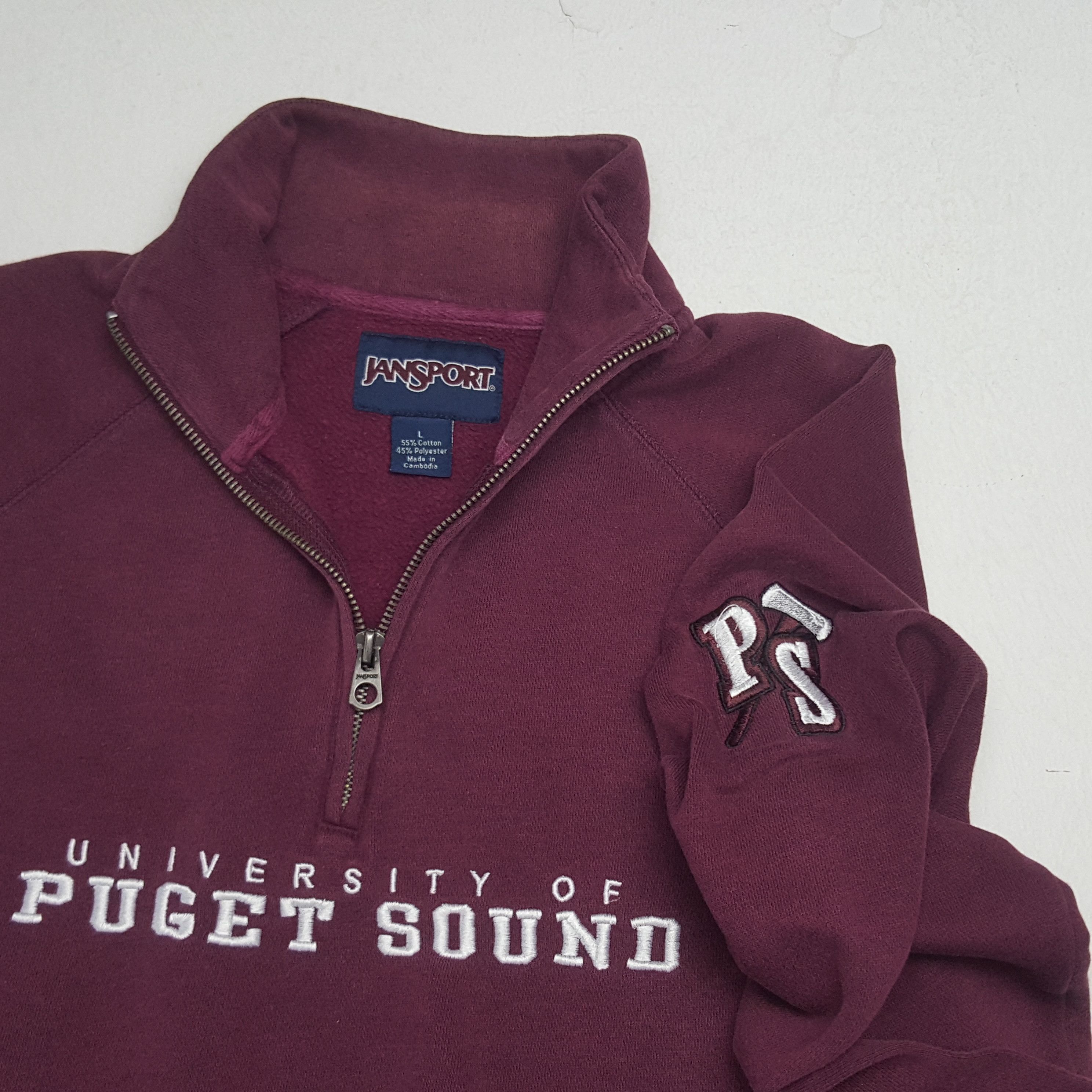 Jansport × Vintage Vinage University Of Puget Sound Half Zipper Sweatshirt Size US S / EU 44-46 / 1 - 8 Thumbnail