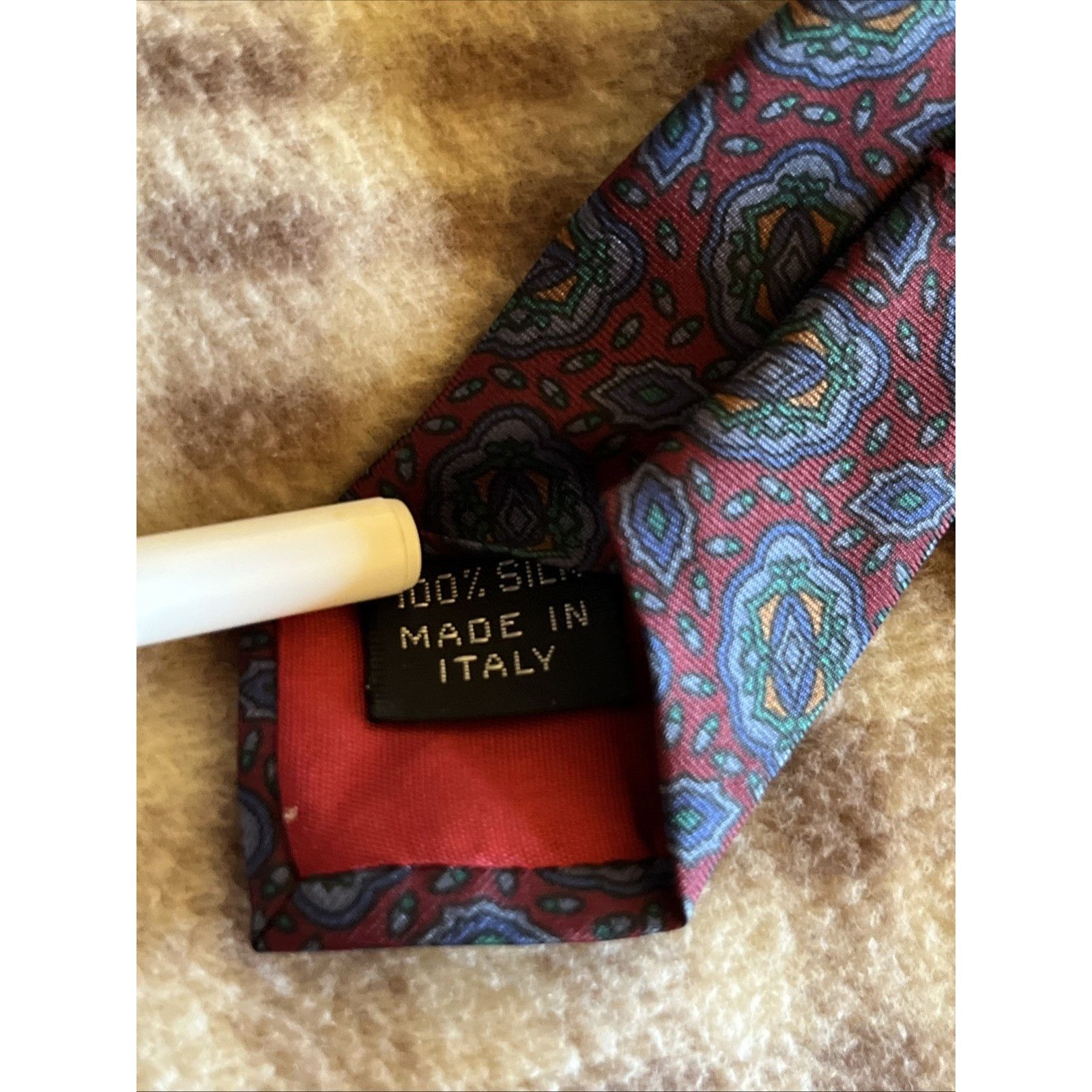 Other KUPPENHEIMER Men's 100% Silk Necktie Italy Red Blue Rare Size ONE SIZE - 4 Thumbnail