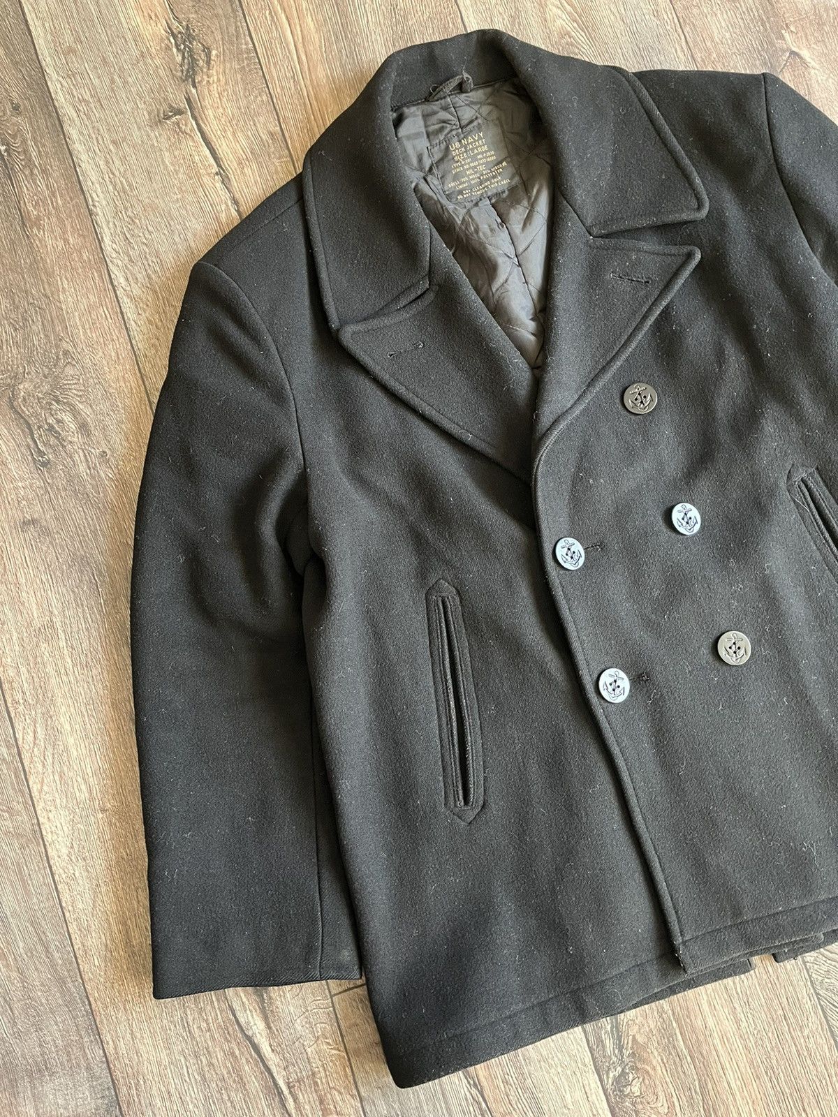 Vintage Vintage US Navy Military Double Breasted Wool Deck Jacket Size US L / EU 52-54 / 3 - 2 Thumbnail