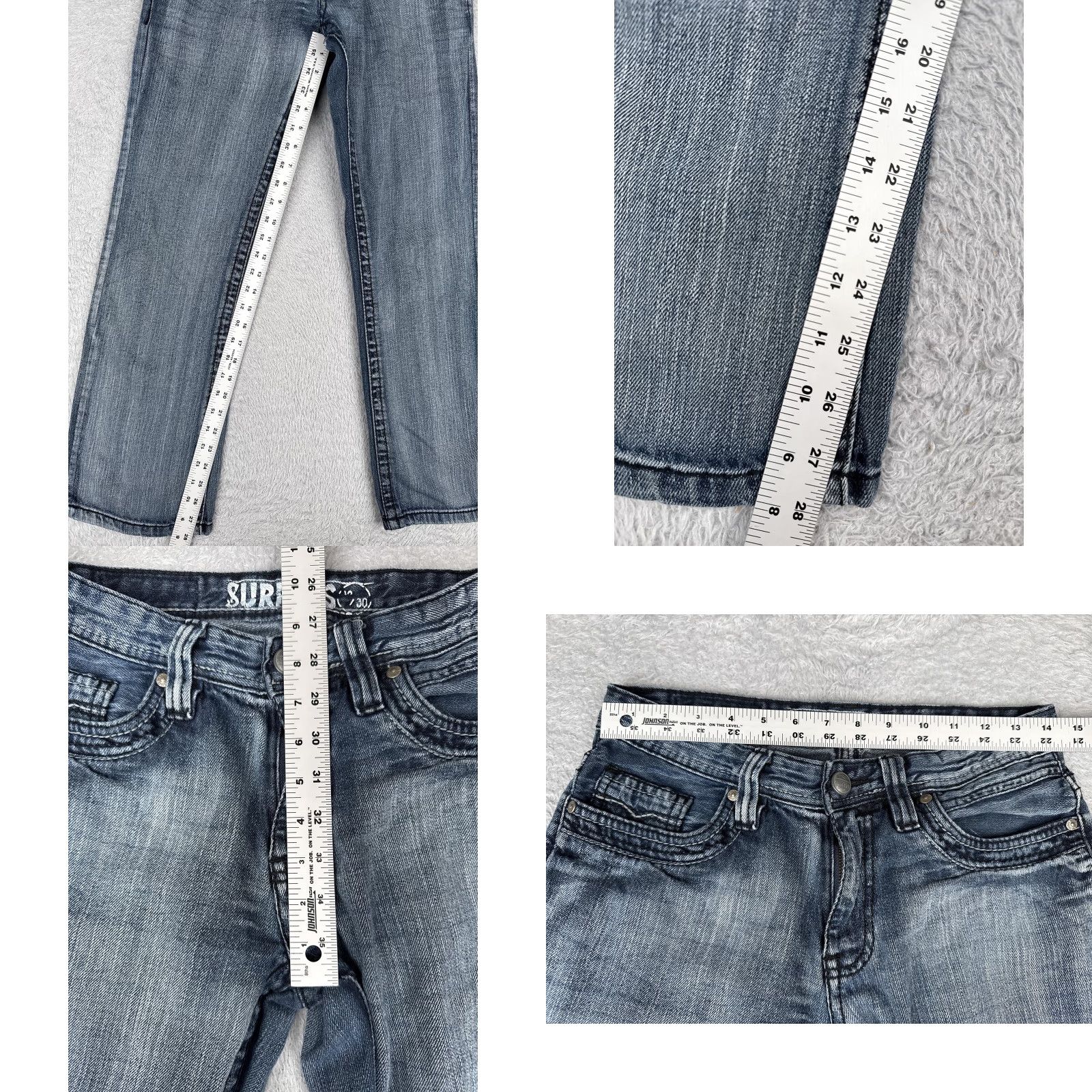 Denime Surplus Jeans Mens 30x30 Blue Denim Straight Leg Embroidered Contrast Stitch Bagged Back Pockets Size US 30 / EU 46 - 8 Thumbnail