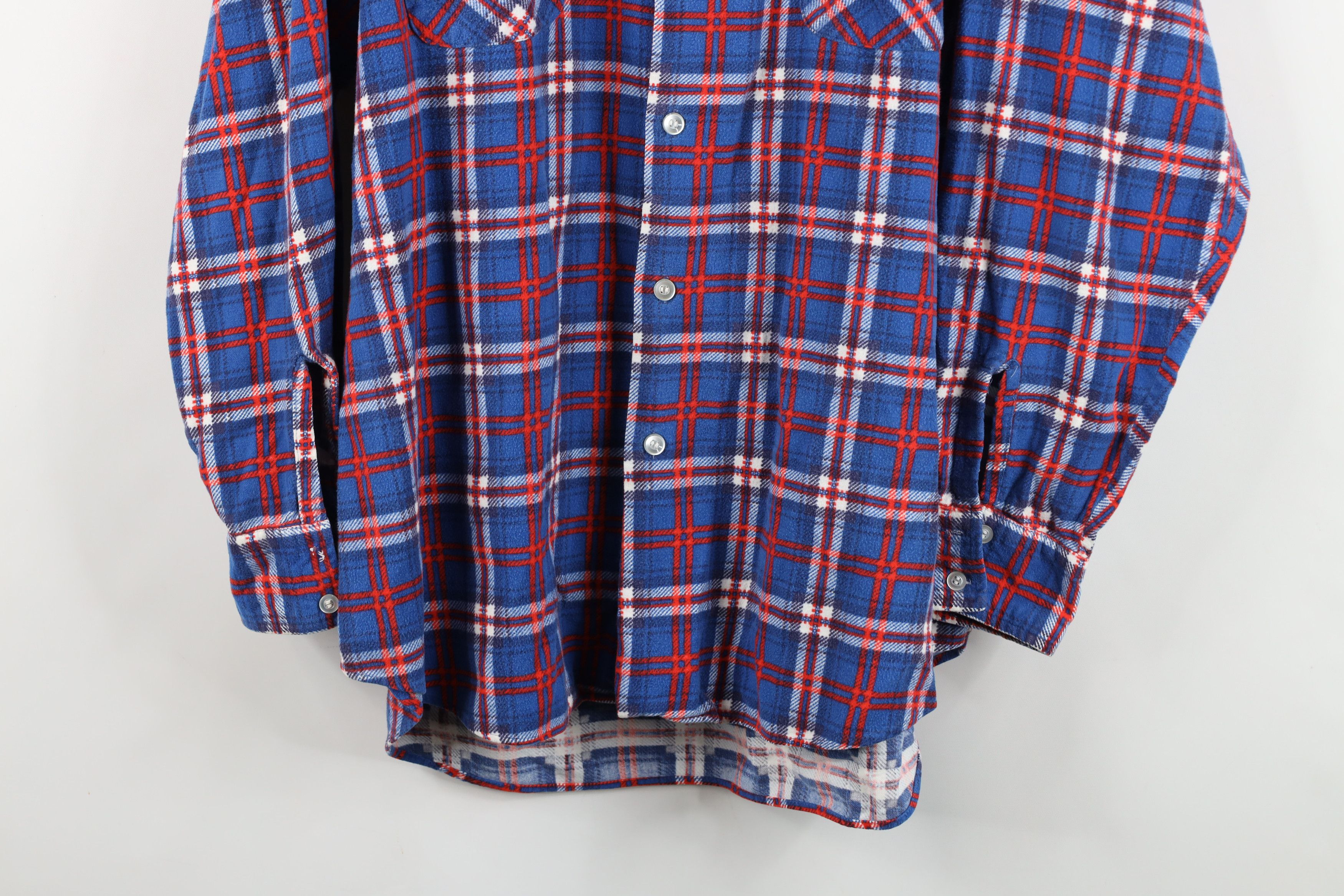 Vintage Vintage 70s Streetwear Collar Flannel Button Shirt Plaid Size US L / EU 52-54 / 3 - 3 Thumbnail