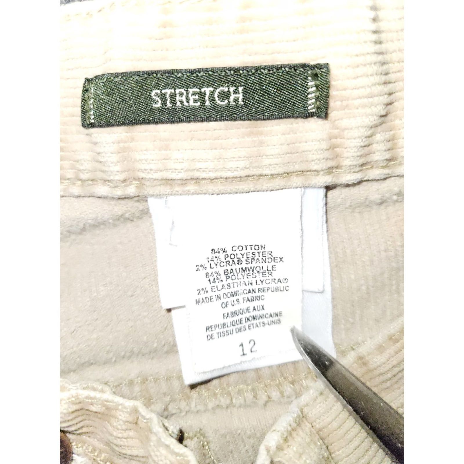Eddie Bauer VINTAGE Eddie Bauer Corduroy Pants Womens 12 Tan Mid Rise Straight Leg Stretch Chino 90s Nature Preppy Mens Womens Girls Boys Size 34" / US 12 / IT 48 - 3 Thumbnail