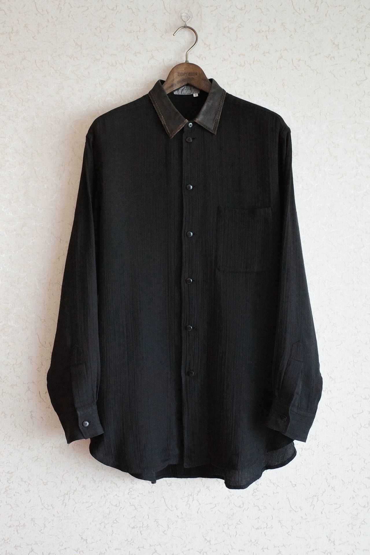 Yohji Yamamoto Yohji Yamamoto 96SS F&B Leather Collar Shirt Size US M / EU 48-50 / 2 - 1 Thumbnail