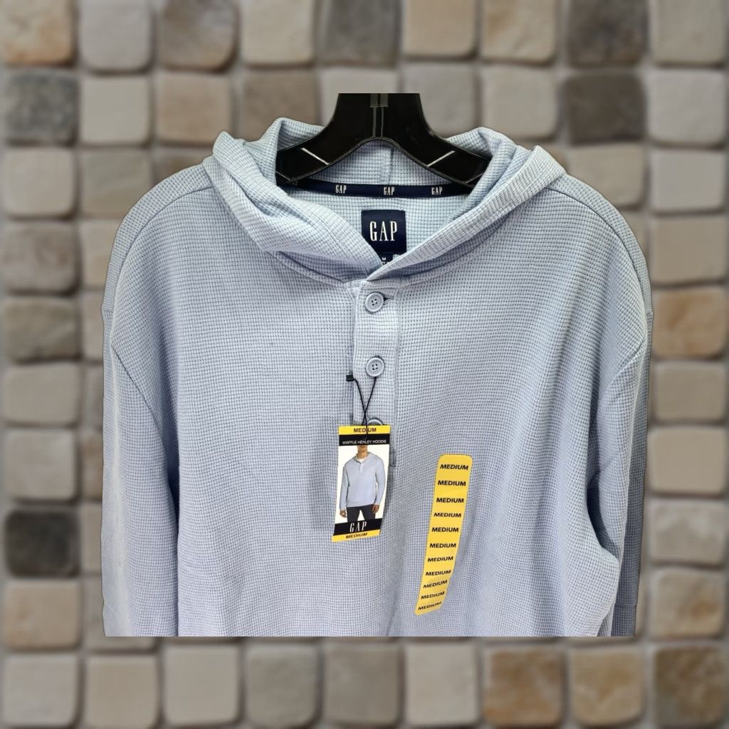 Gap Gap Waffle Henley Hoodie Shirt Men Medium Blue Long Sleeve Pullover Casual NWT Size US M / EU 48-50 / 2 - 1 Thumbnail