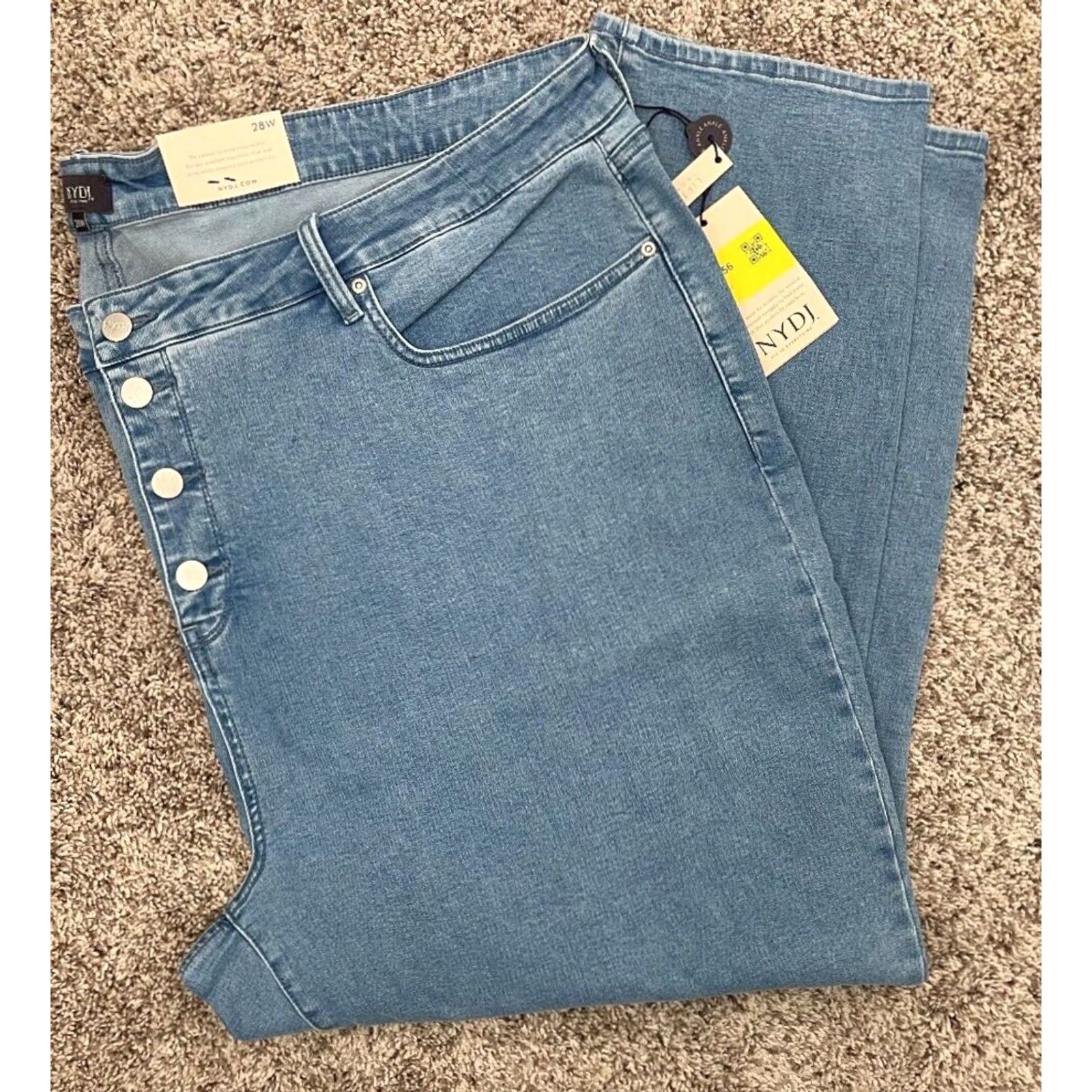 NYDJ NYDJ Jeans Women's 28W Light Blue Ami Skinny Ankle Exposed Button Fly Stretch Sequin? Size 28" / US 6 / IT 42 - 2 Thumbnail