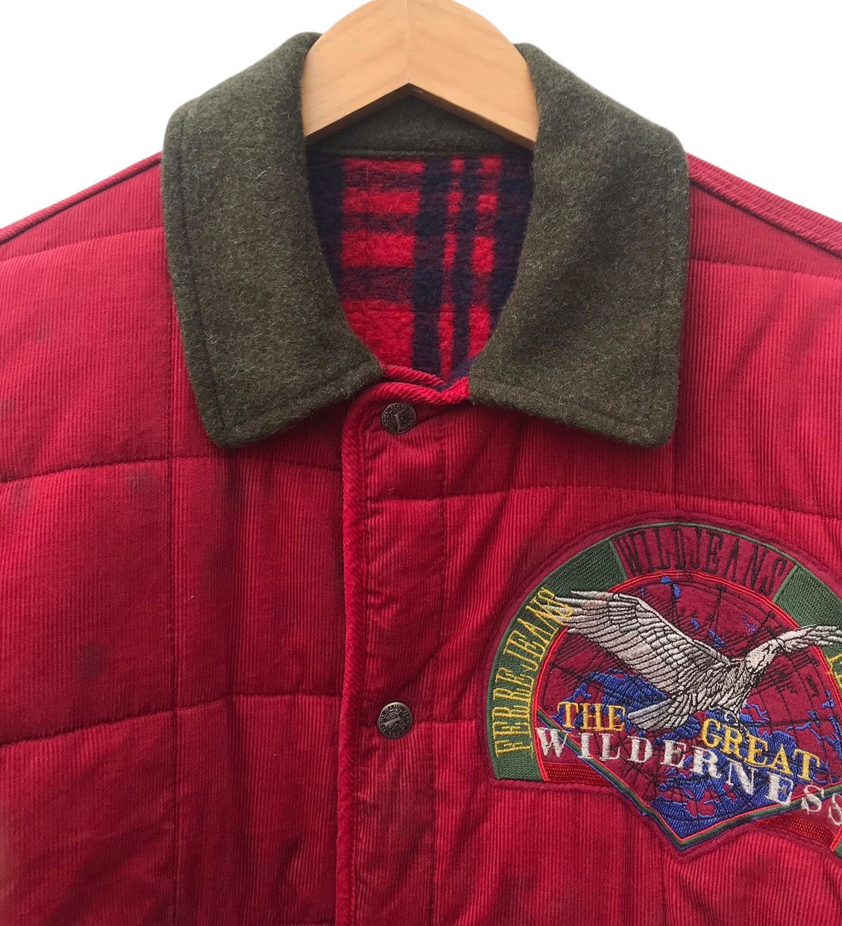 Ferre Ferre Jeans Italy Bombers Corduroy Spellout Jacket (STAINS) Size US M / EU 48-50 / 2 - 4 Thumbnail