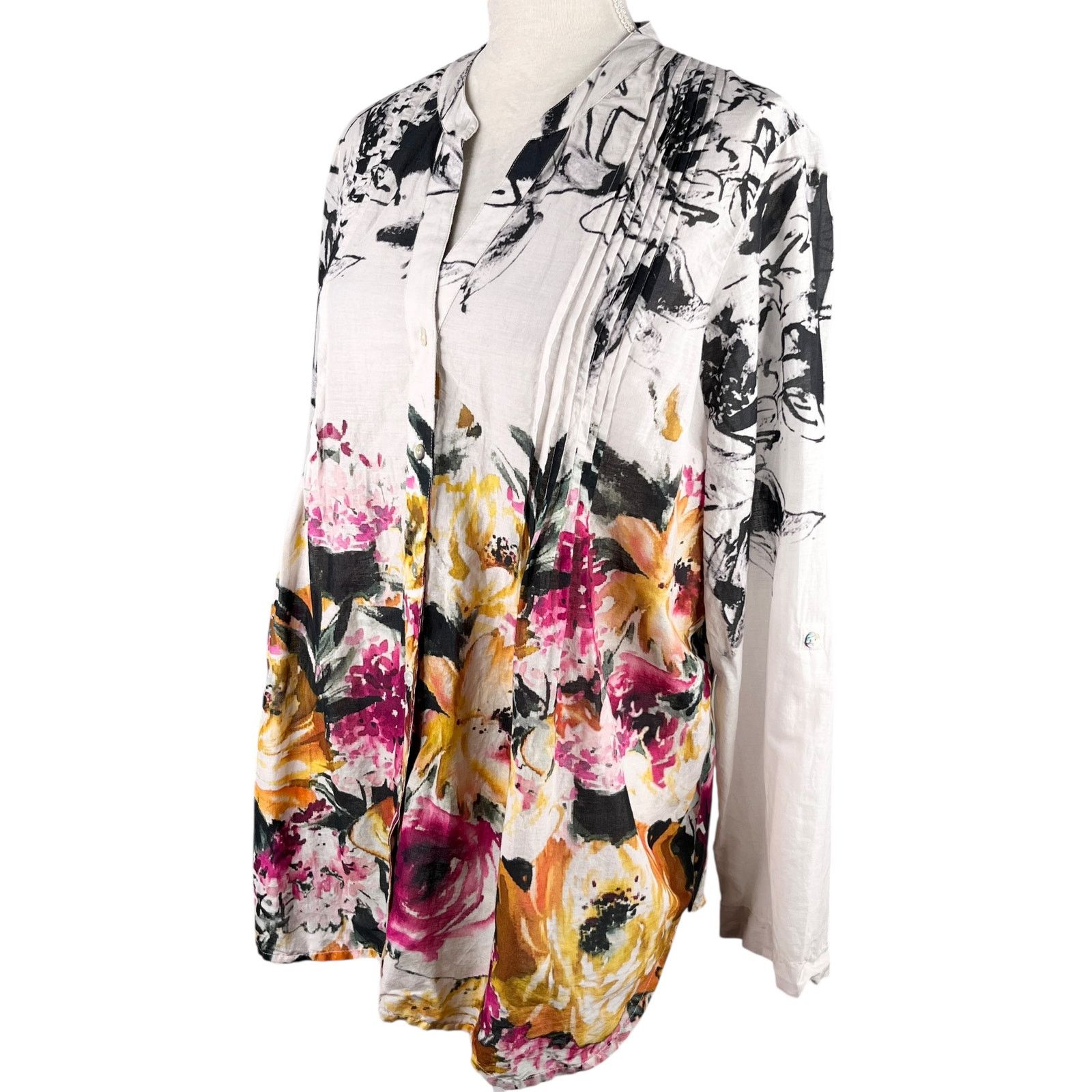 Other Soft Surroundings Champs De Fleur Floral Shirt L Button Down Size L / US 10 / IT 46 - 3 Thumbnail