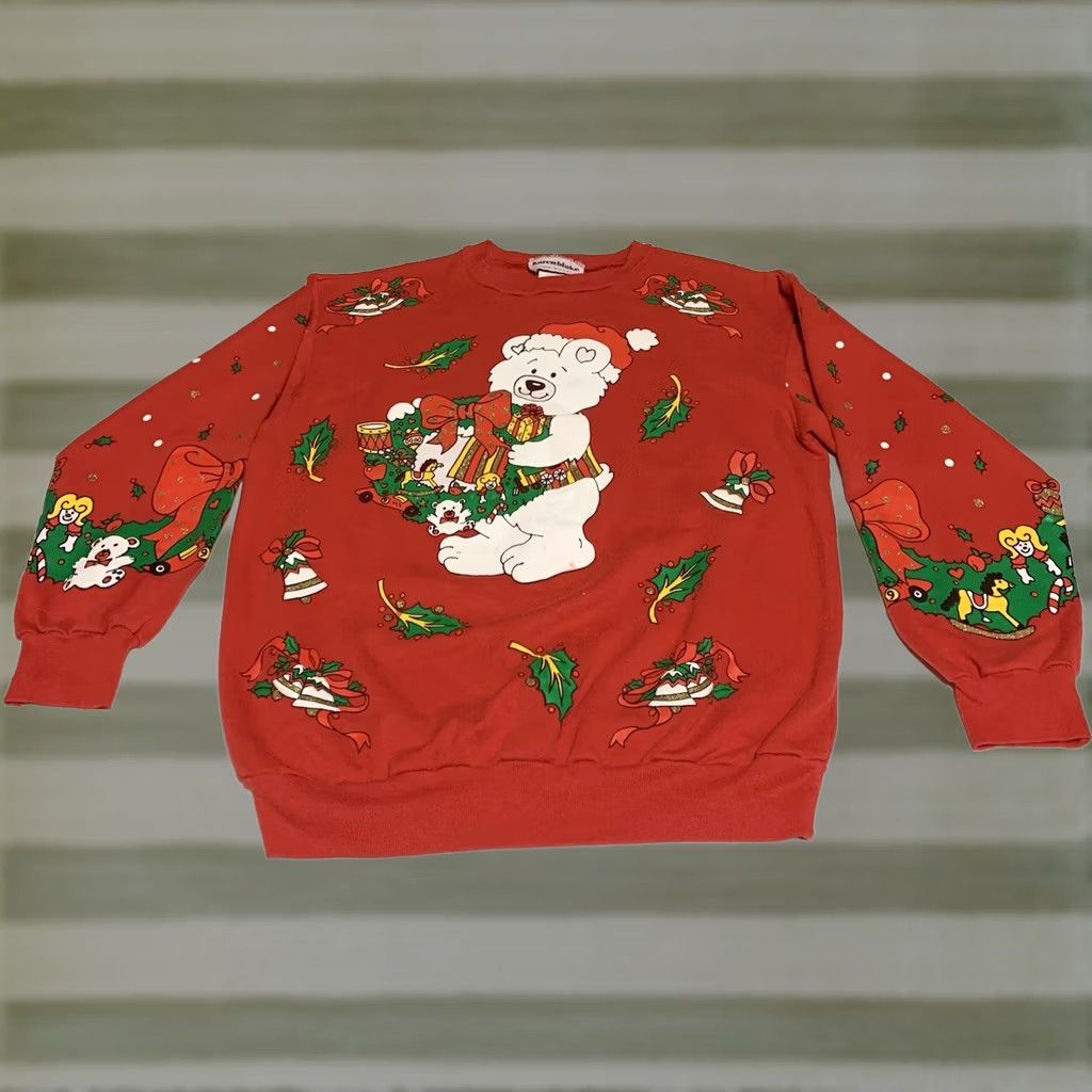 Vintage VINTAGE Karen Blake Sweatshirt Women’s Small Christmas Bear Toys Red Shirt Size S / US 4 / IT 40 - 1 Thumbnail