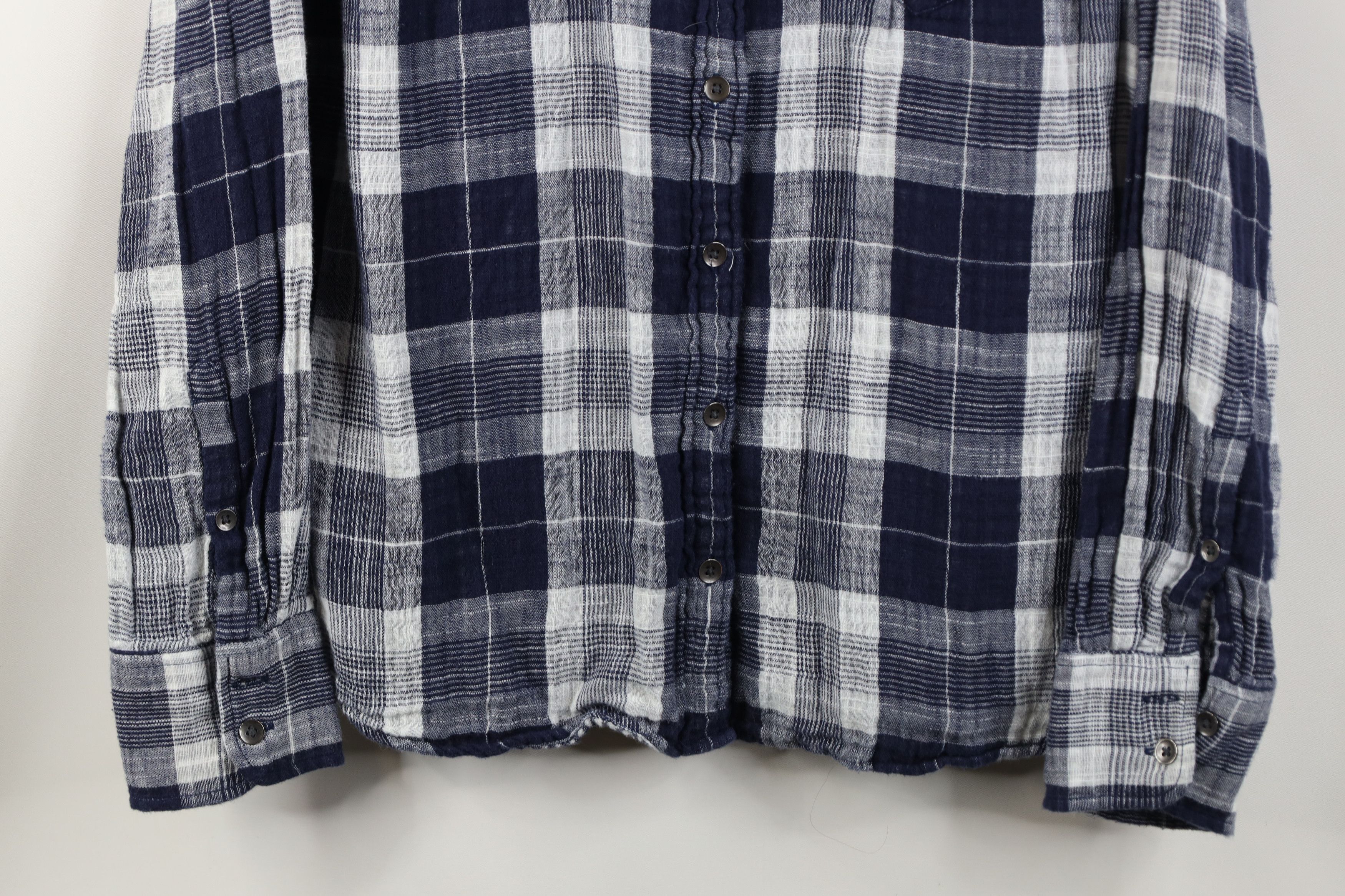 J.Crew J Crew Gauzy Cotton Knit Collared Button Shirt Blue Plaid Size M / US 6-8 / IT 42-44 - 3 Thumbnail