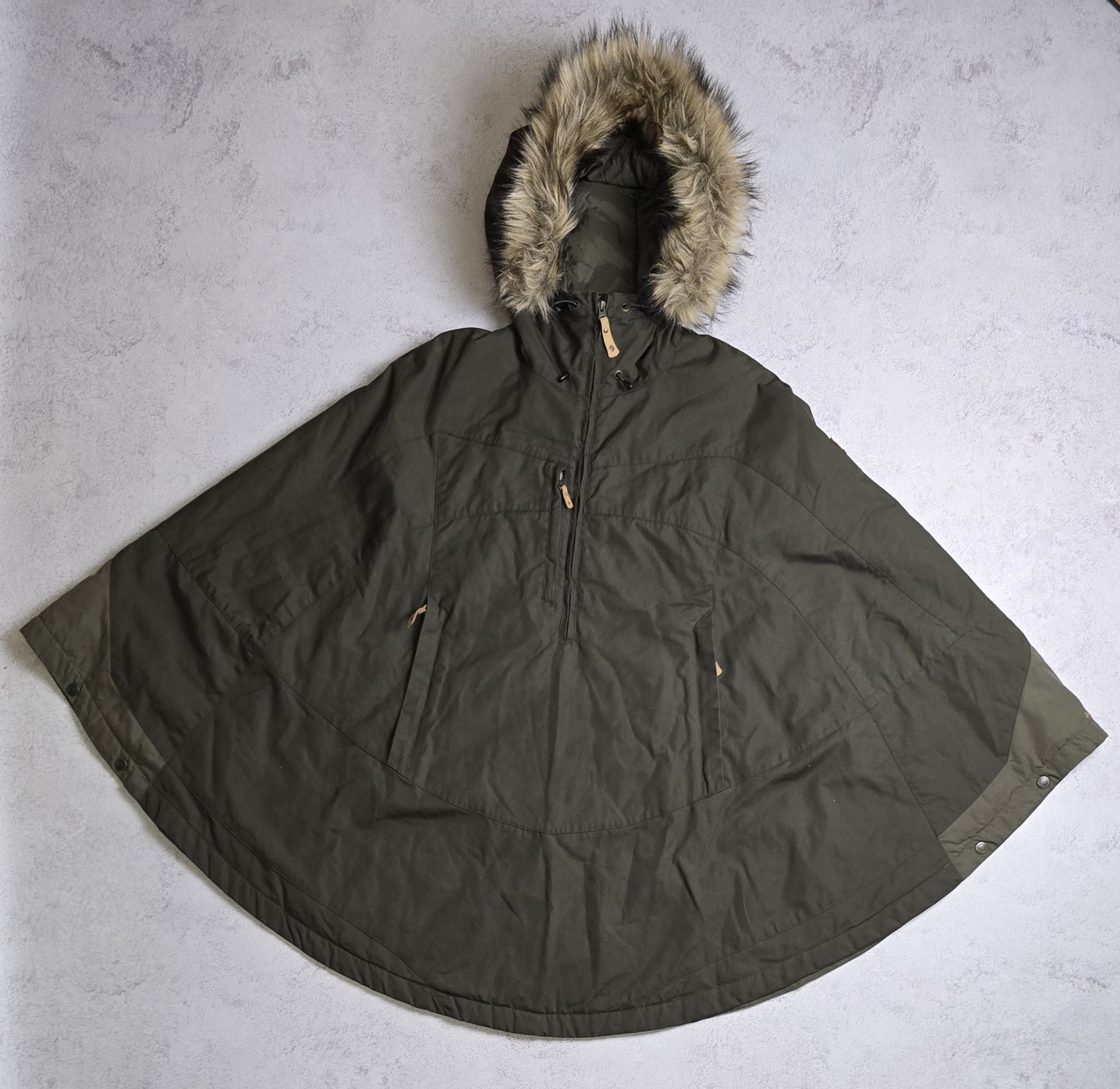 Fjallraven Luhkka Cape Jacket G-1000 Waxed Fur Hood Olive Poncho Size US S / EU 44-46 / 1 - 1 Thumbnail