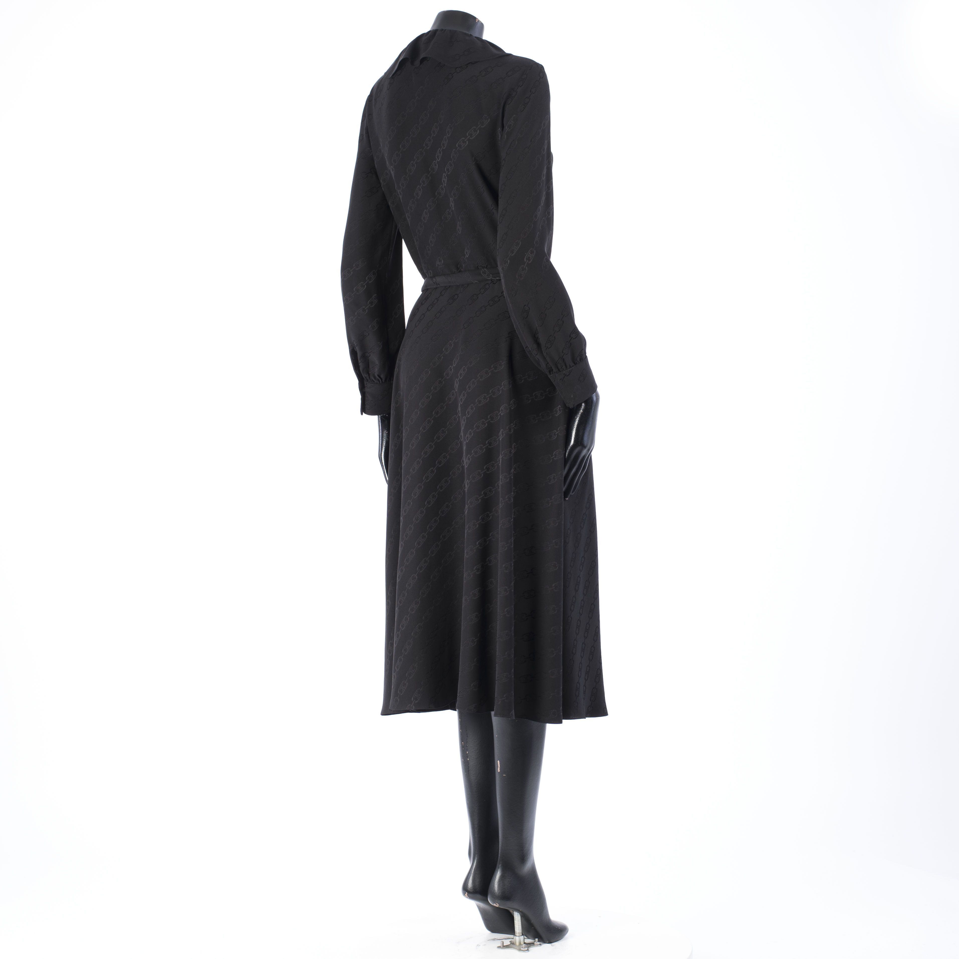 Celine Wraparound Triomphe Midi Dress In Silk Jacquard Size M / US 6-8 / IT 42-44 - 6 Thumbnail