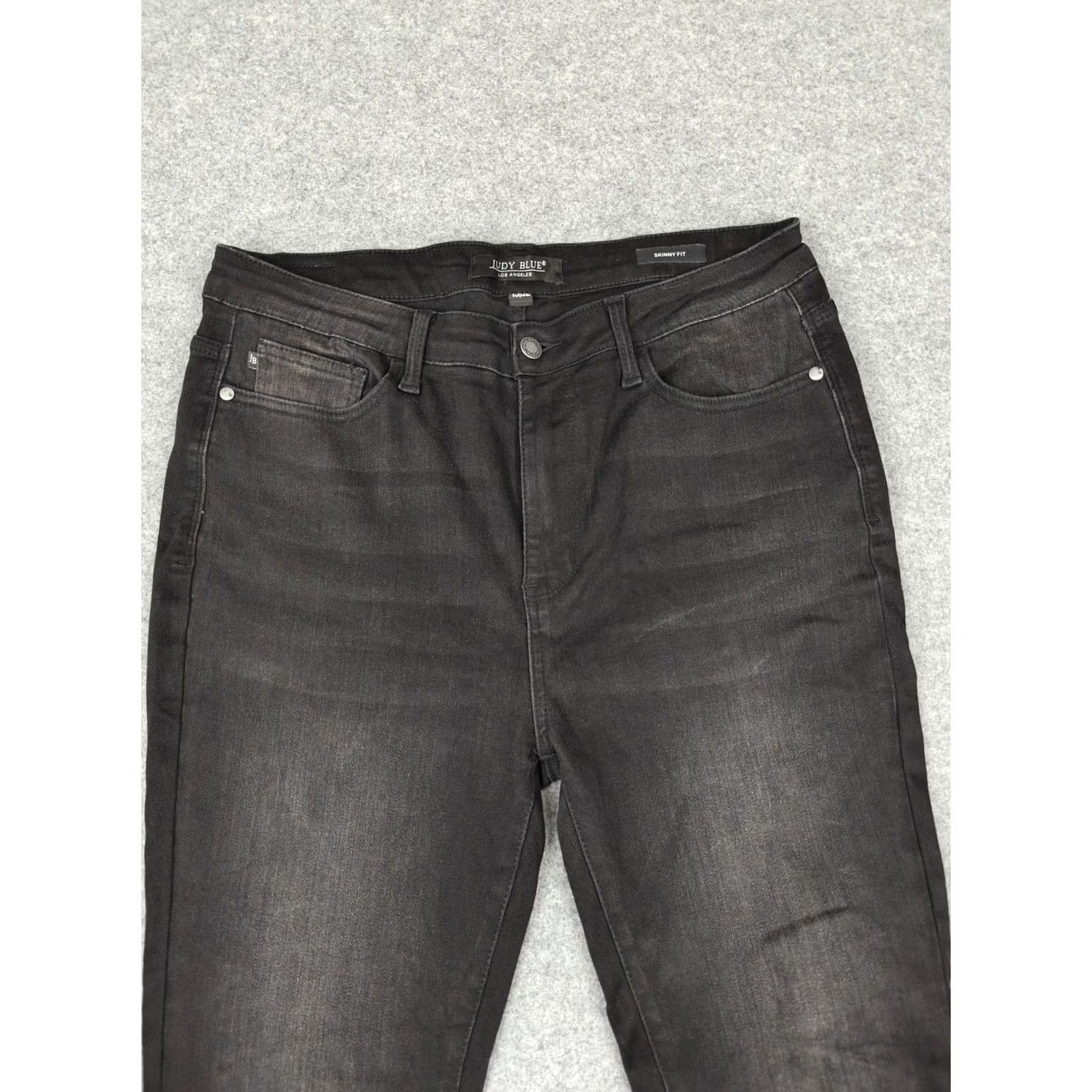 Denime Judy Blue Jeans Womens 15/32 Black Charcoal Wash Skinny Slim Stretch Denim Jeans Size 36" / US 14 / IT 50 - 2 Thumbnail