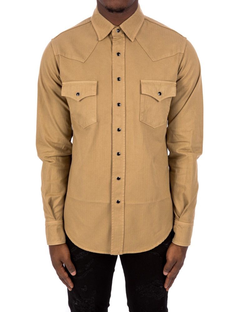 Saint Laurent western stonewashed denim shirt tan S