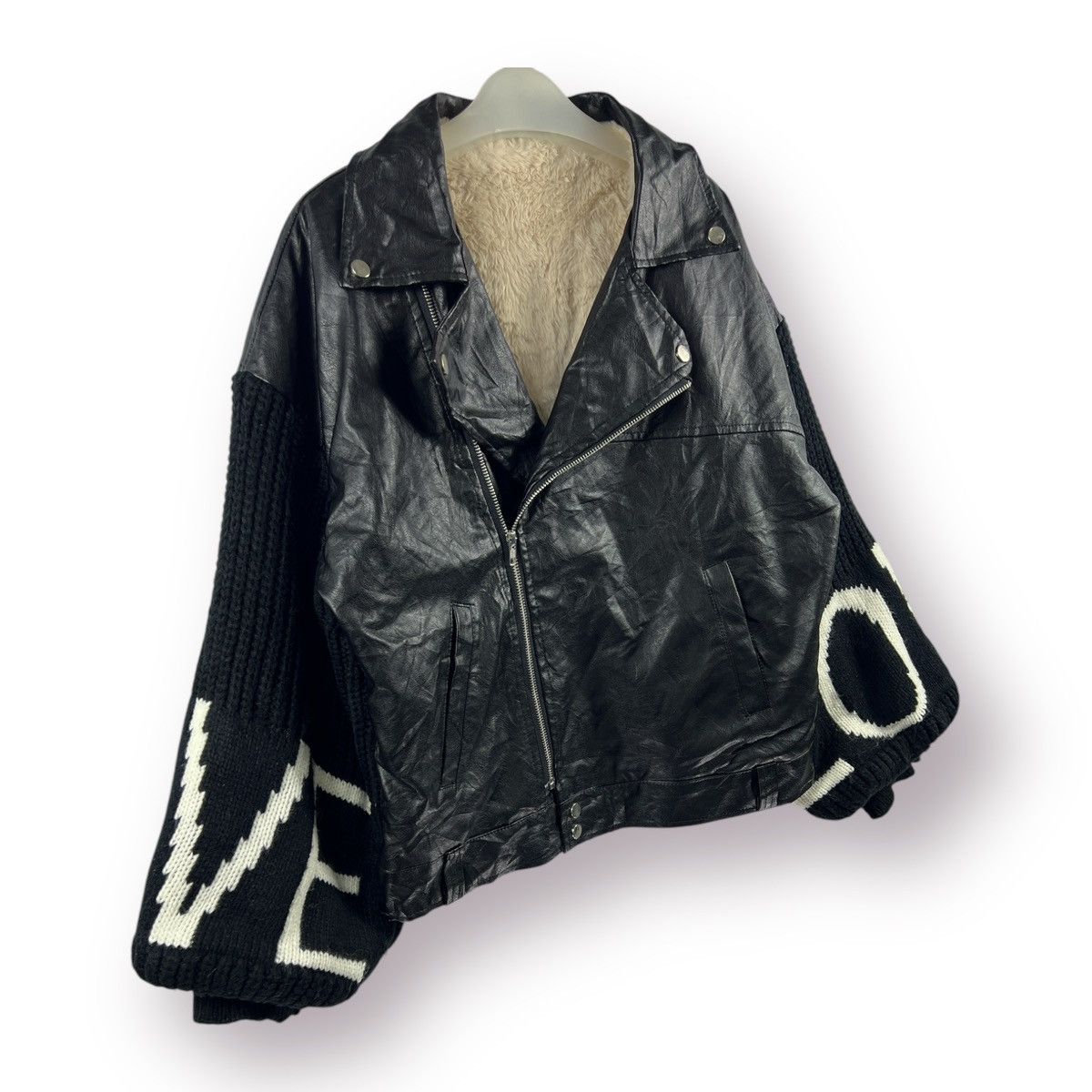 Japanese Brand 🔥 KOREAN 🔥 double collar soft leather knited sleeves jacket Size M / US 6-8 / IT 42-44 - 3 Thumbnail