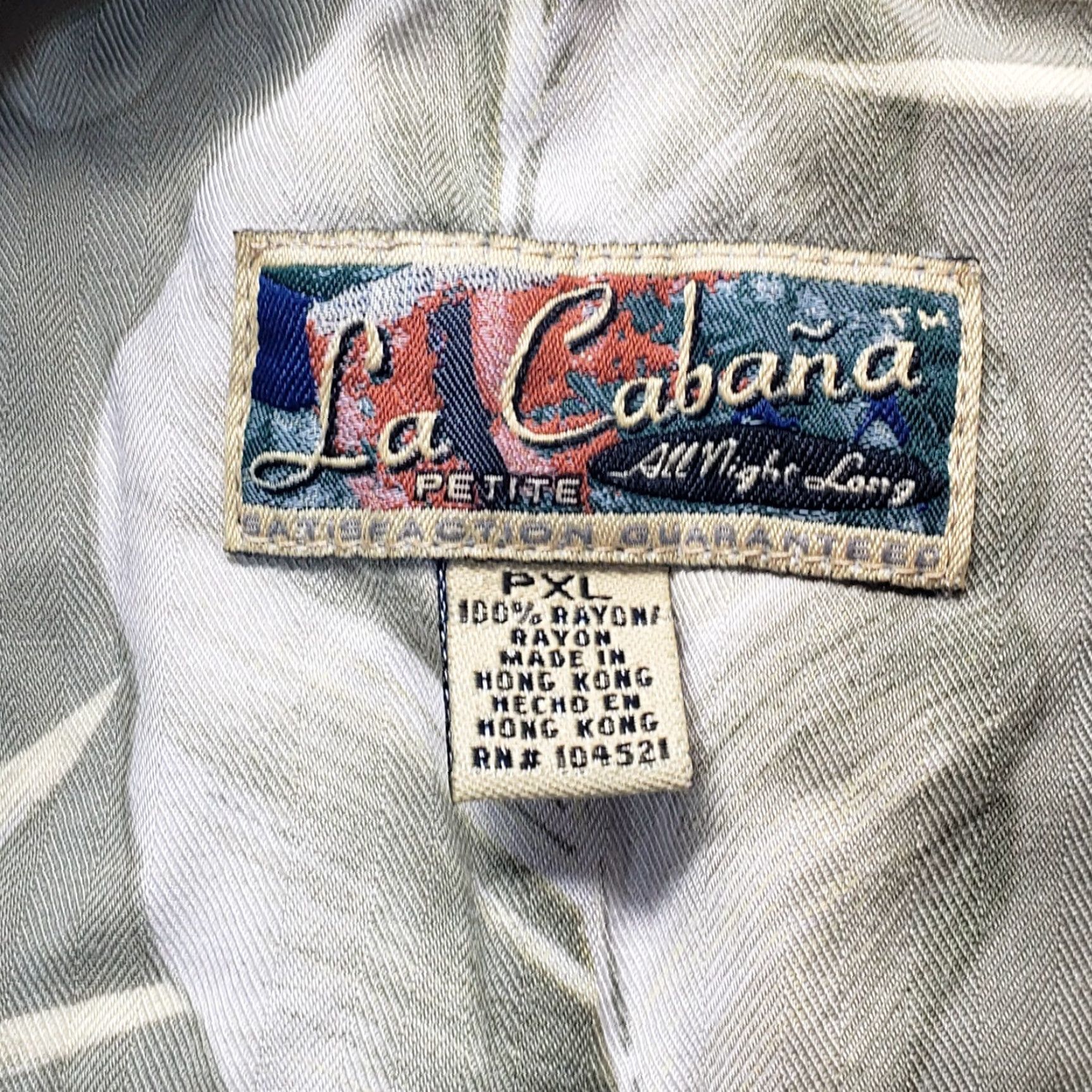 Vintage La Cabana Shirt Womens PXL Button-Up Short Sleeve Floral Green Rayon 100% Button-Up Hawaiian Classic All Seasons Breathable Travel Casual Womens Size XL / US 12-14 / IT 48-50 - 4 Thumbnail