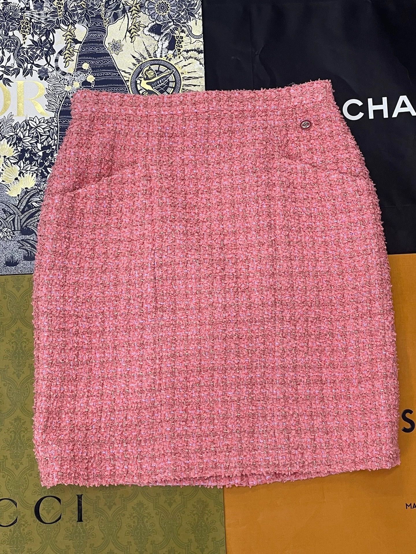 Chanel Tweed Pink Half Skirt - dmc