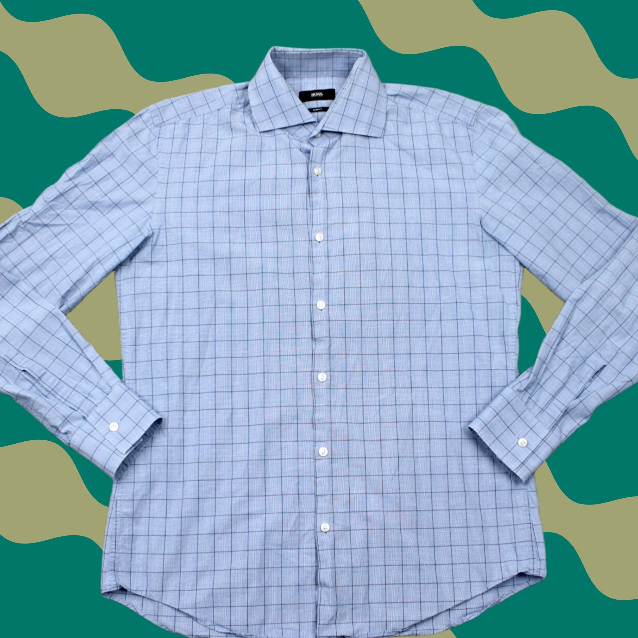 Hugo Boss HUGO BOSS Prince Shirt Mens 15 1/2, 39 Blue Slim Fit L/S Cotton Button Up Dress Shirt Shirt Mens Blue Slim Cotton Blue 80s? Size US L / EU 52-54 / 3 - 1 Thumbnail