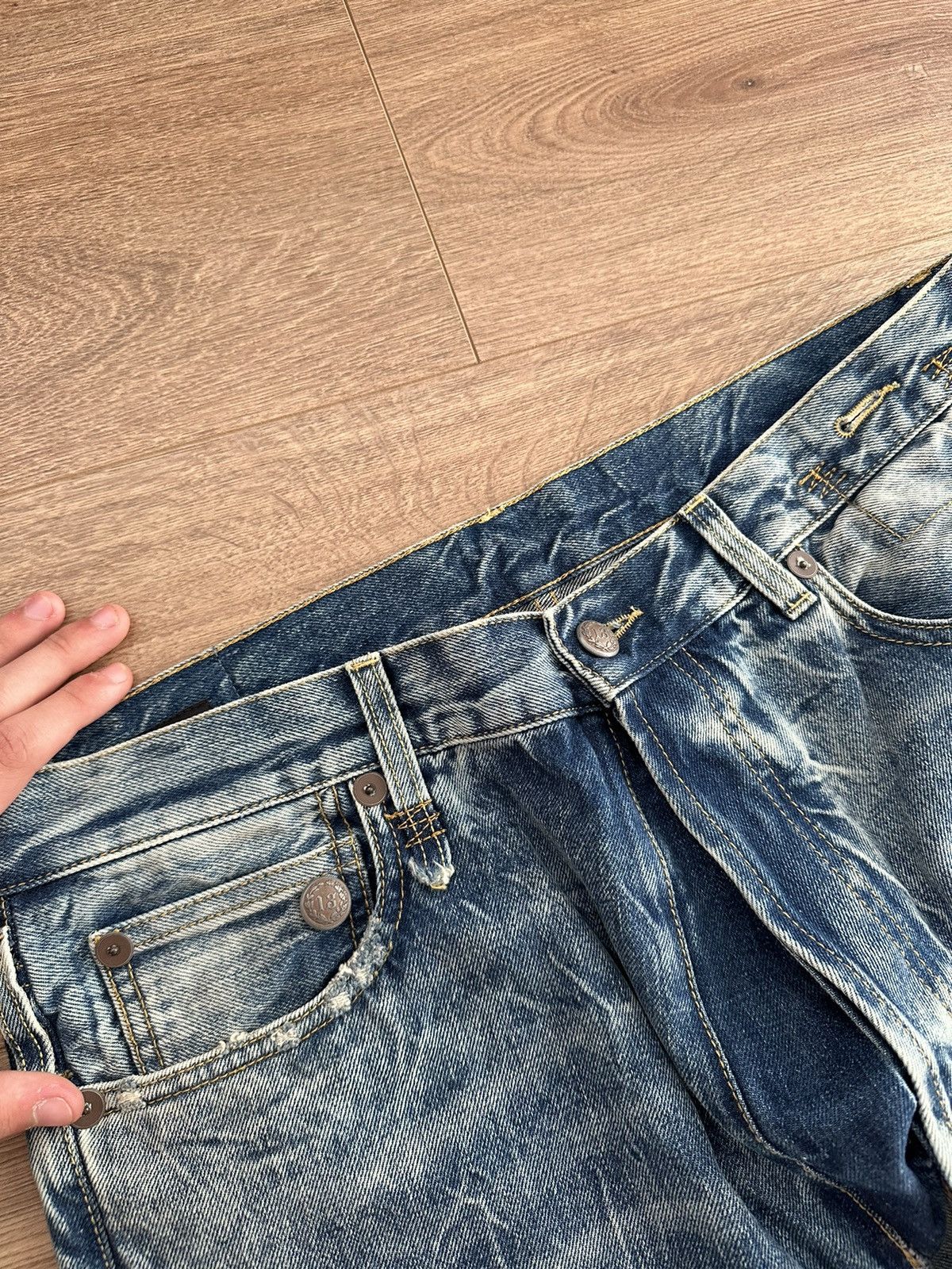 R13 🔥VINTAGE R13 WASHED CROSSOVER JEANS🔥 Size 24" / US 00 / IT 34 - 10 Thumbnail