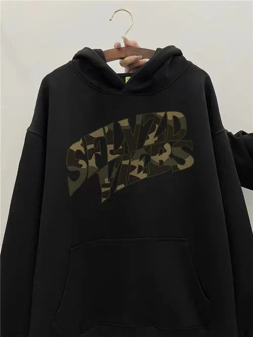 Designer Hip Hop Camouflage Letter Print Loose Hooded Sweatshirt XL Size US XL / EU 56 / 4 - 1 Thumbnail