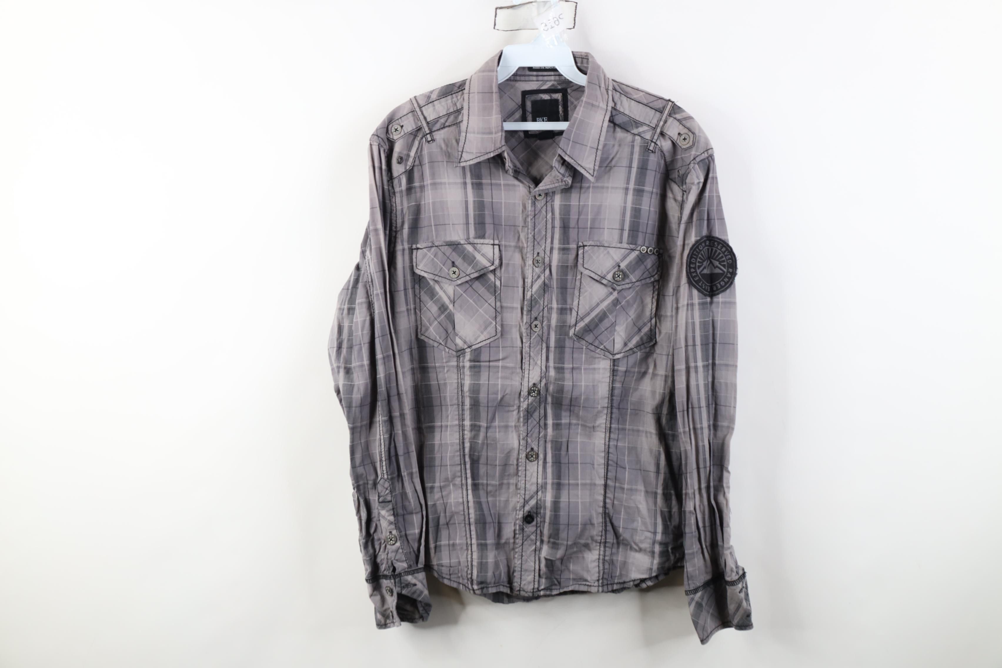 Vintage Buckle BKE Stretch Thick Stitch UFC MMA Button Shirt Plaid Size US M / EU 48-50 / 2 - 1 Thumbnail