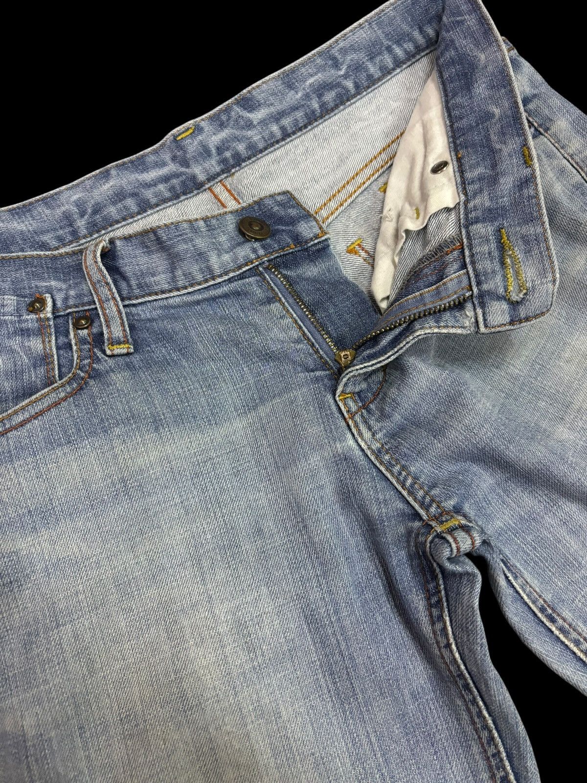 Japanese Brand × Kaihara Denim × Vintage Vintage Kaihara Uniqlo Flared Blue Washed Jeans Size 29" - 5 Thumbnail