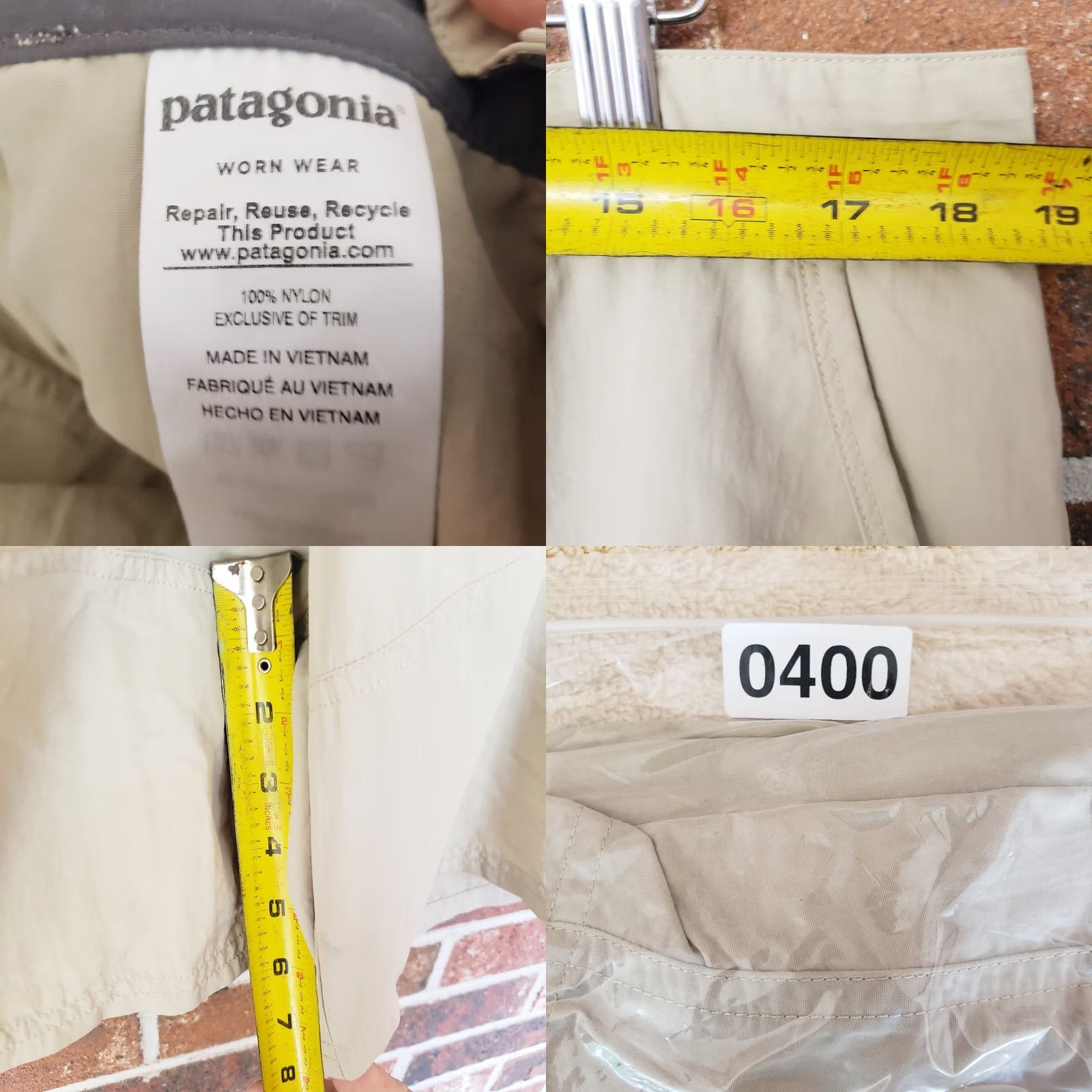Patagonia VINTAGE Patagonia Shorts Men XL Beige Khaki Nylon Hiking Tech Pockets 38x8 Work Wear Size US 36 / EU 52 - 9 Thumbnail
