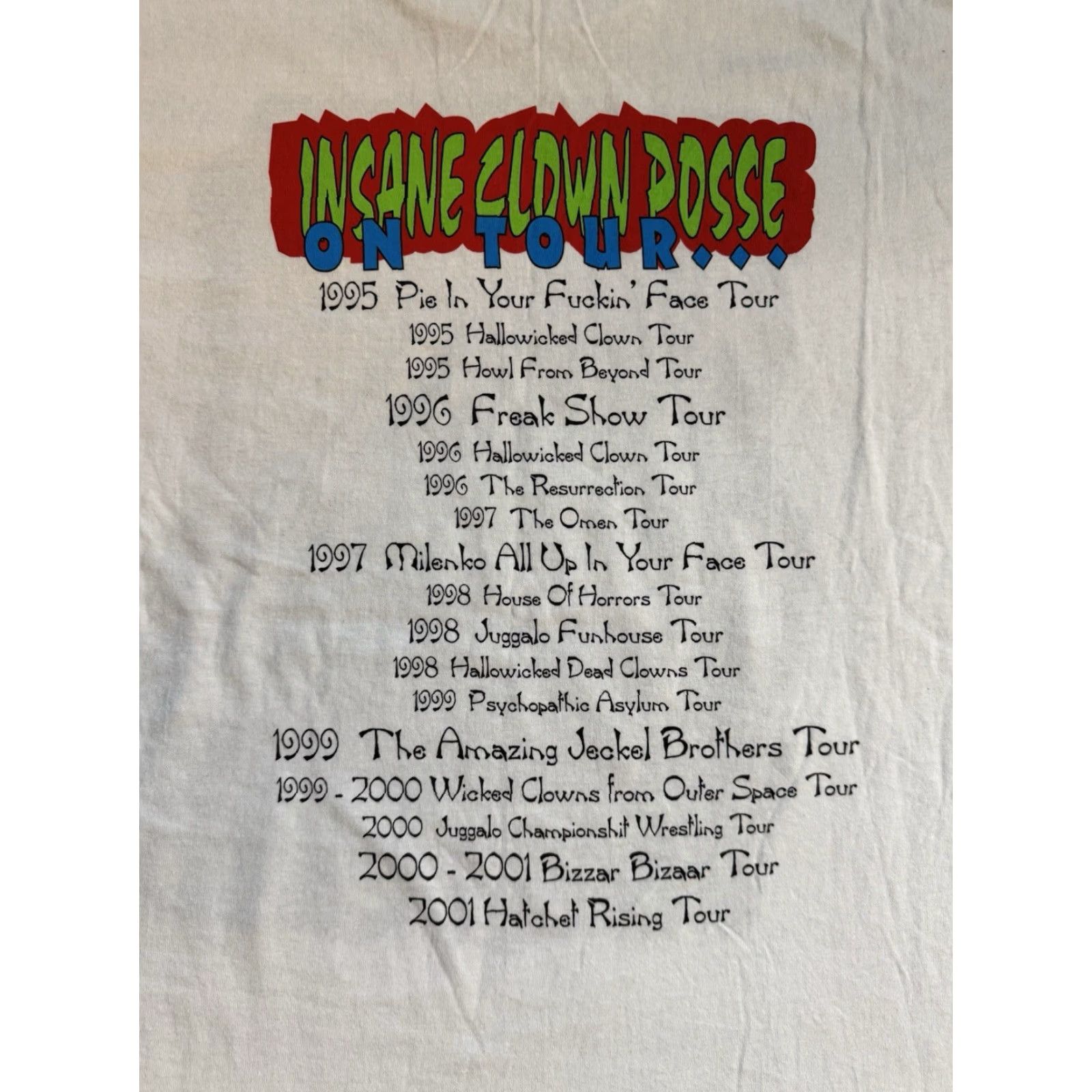 Gildan Vintage 2001 ICP Insane Clown Posse Coming To Your Town Tour T Shirt XL Rap Tee Size US XL / EU 56 / 4 - 4 Thumbnail