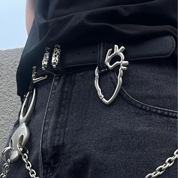 Jewelry Silver Anatomical Heart Carabiner Clip, Keychain Accessory Size ONE SIZE - 6 Thumbnail