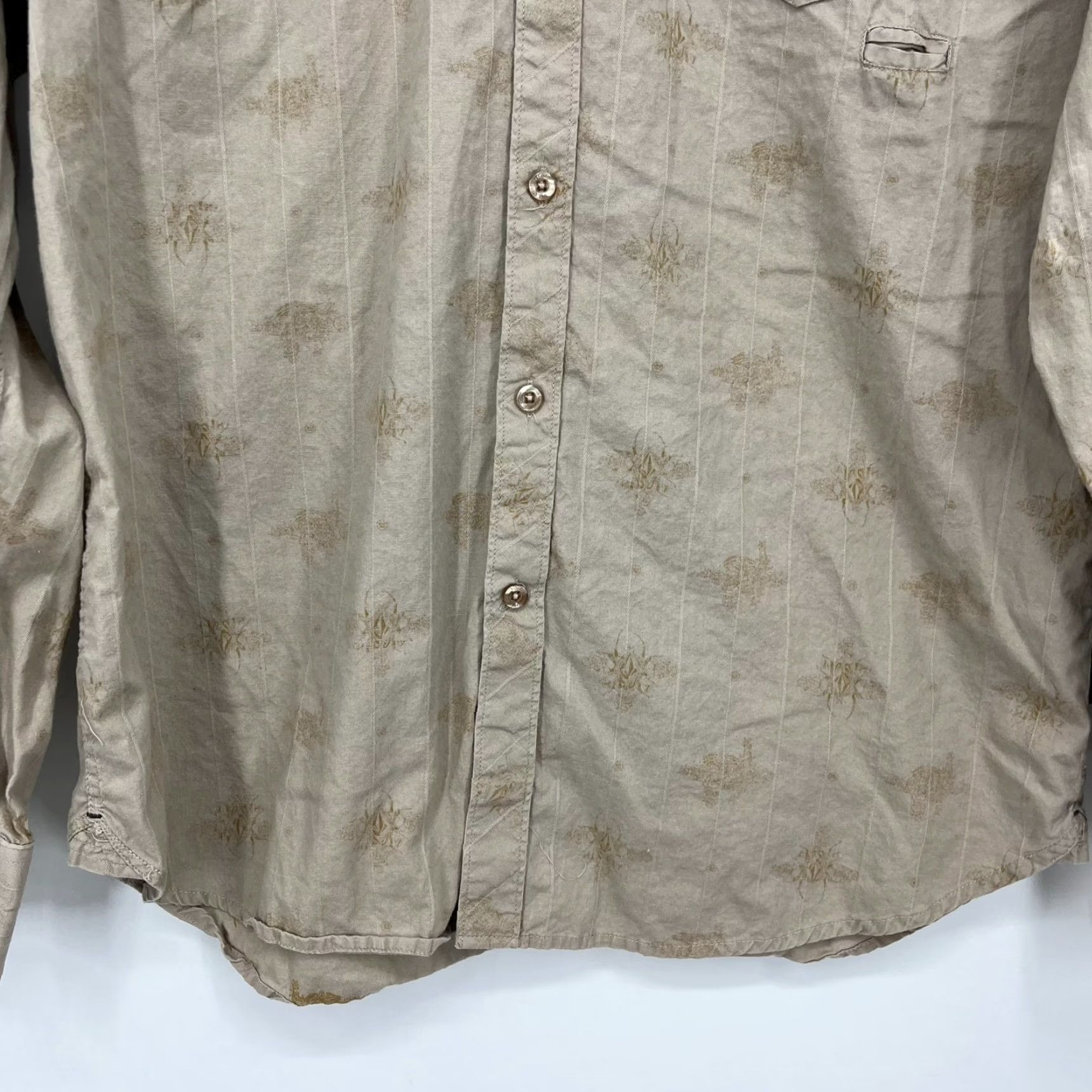 Volcom Volcom Button-Up Shirt Men L Beige Cotton Pocket Shirt Size US L / EU 52-54 / 3 - 3 Thumbnail