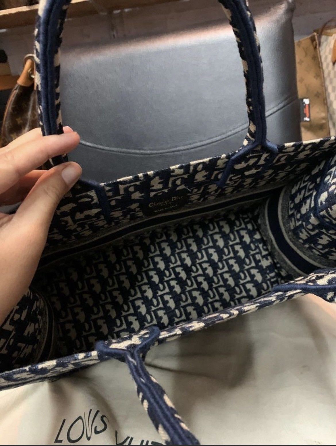 Christian Dior Monsieur Dior Small Dior Book Tote Blue Dior Oblique Embroidery Size ONE SIZE - 8 Thumbnail