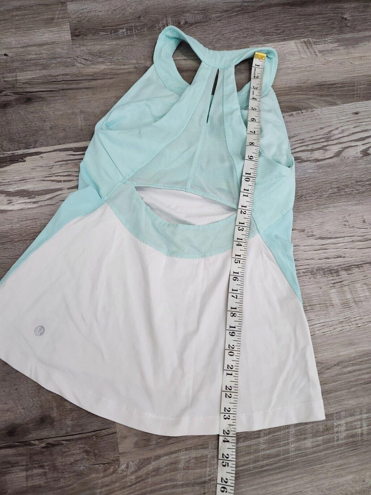 Designer Lululemon Make It Count Tank Top Size 8 White Aqua Open Back Size M / US 6-8 / IT 42-44 - 4 Thumbnail