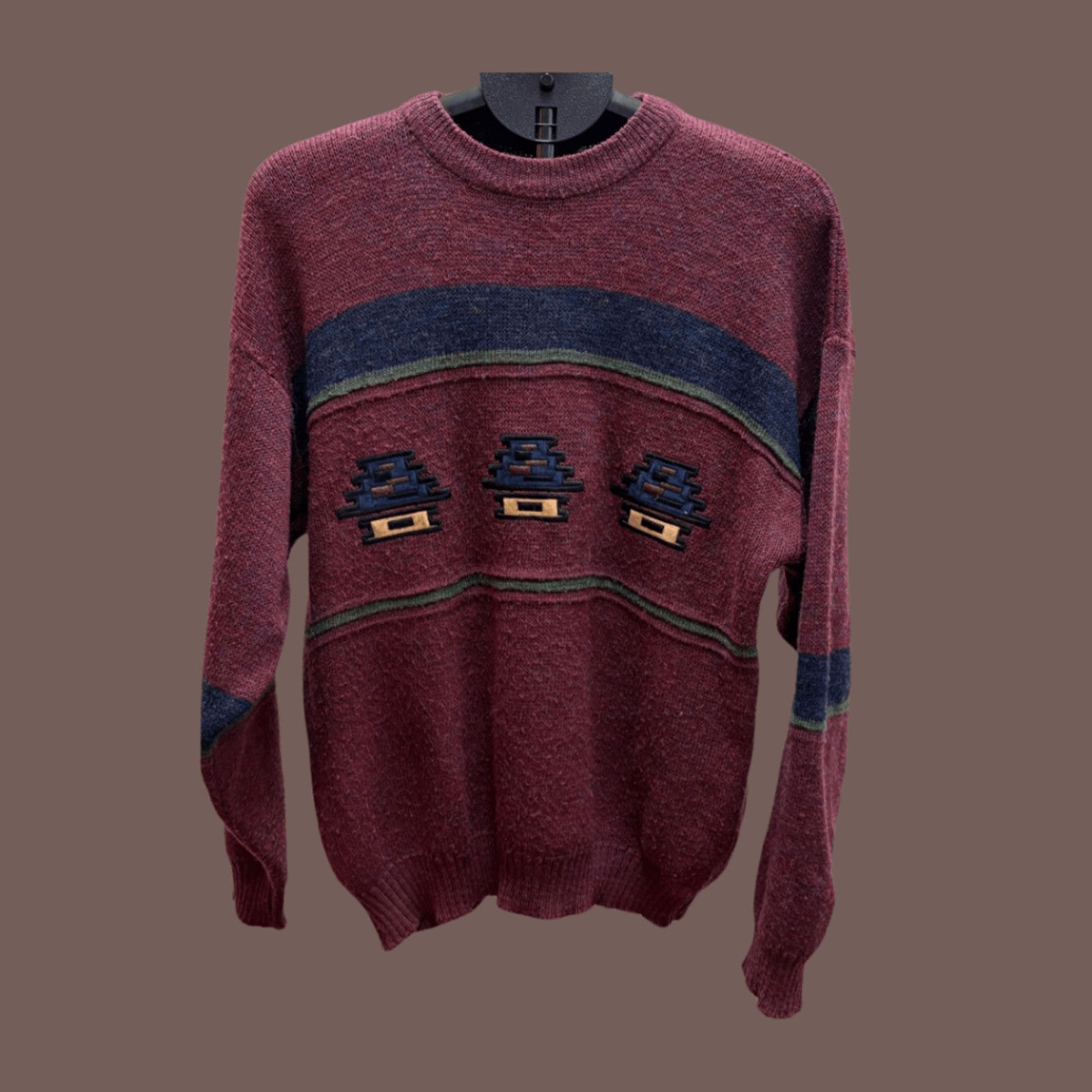 Vintage VTG Knit Sweater | Angelo Di Grilo Burgundy 90s Italian Prep Size US M / EU 48-50 / 2 - 1 Thumbnail