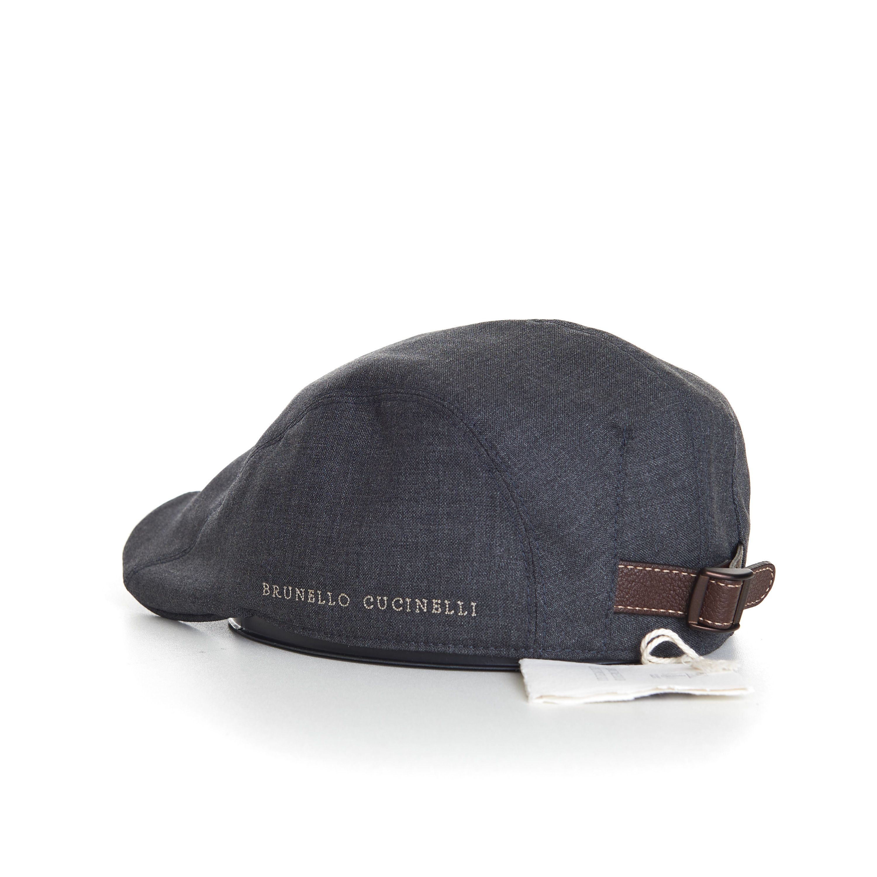Brunello Cucinelli Flat Cap In Fresco Virgin Wool & Logo Embroidery Size M Size ONE SIZE - 4 Thumbnail